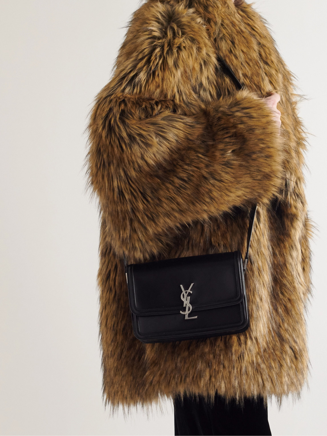 Saint Laurent Black Messenger Bag With Cassandre Detail In Smooth Leather In Black
