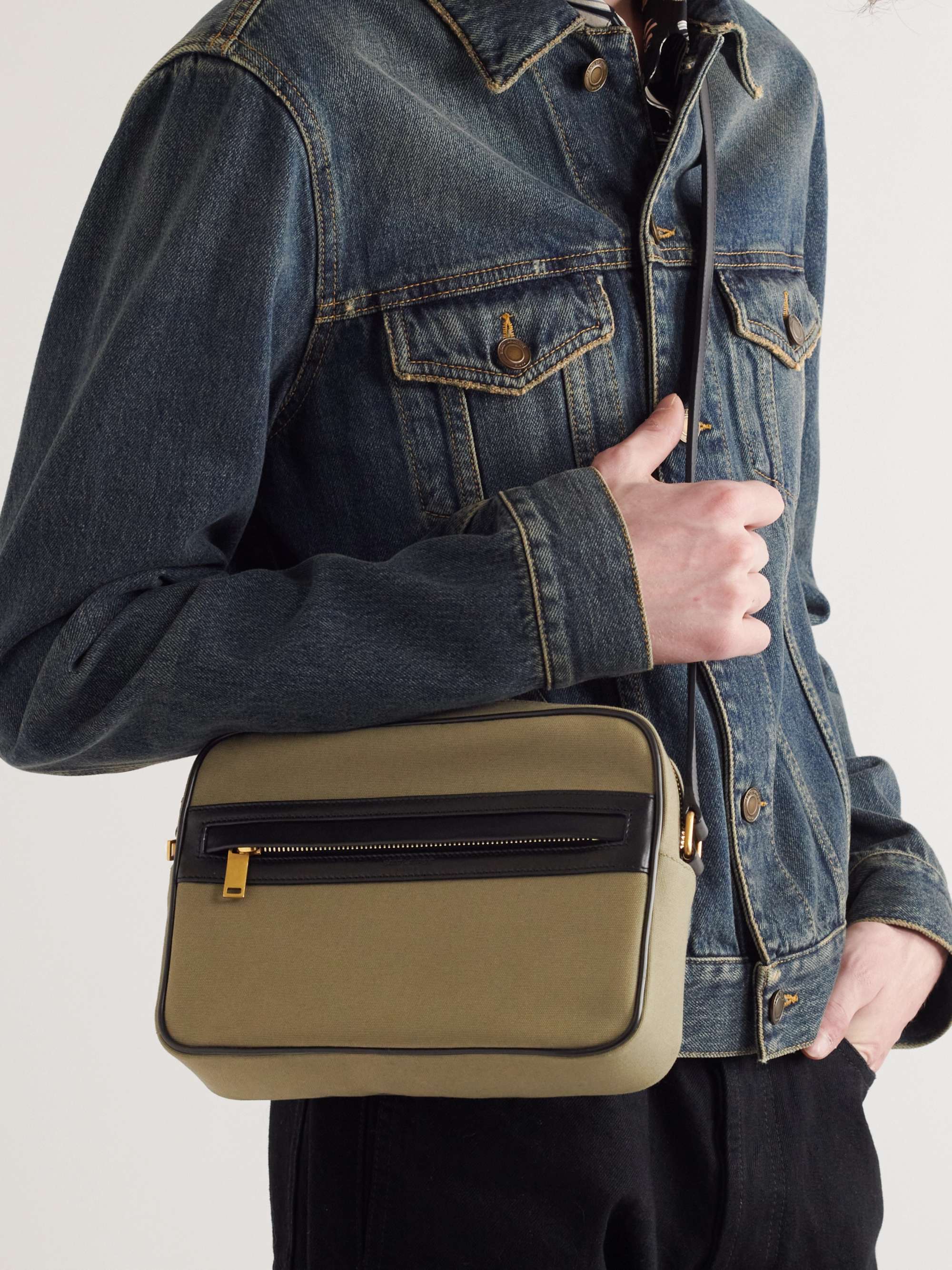 SAINT LAURENT Camp Leather-Trimmed ECONYL Messenger Bag