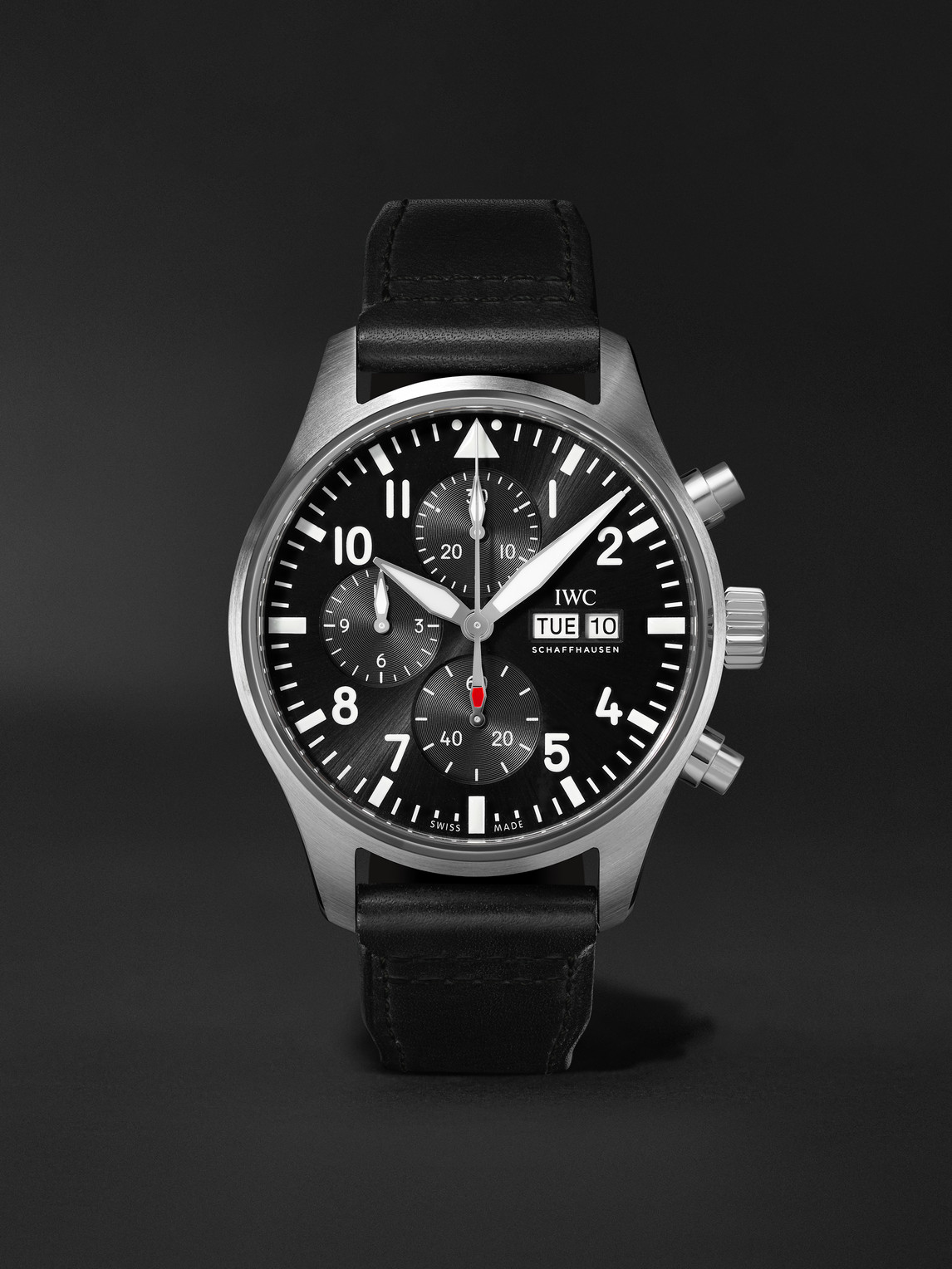 IWC SCHAFFHAUSEN Pilot's Automatic Chronograph 43mm Stainless Steel and Leather Watch, Ref. No. IWIW378001 - Men