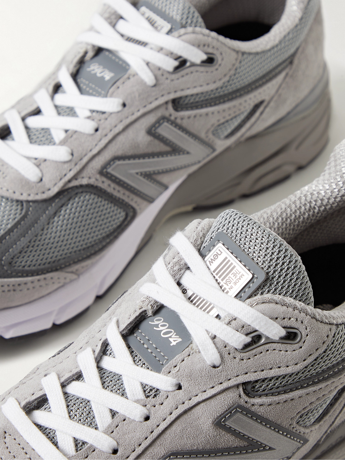 Shop New Balance 990v4 Suede And Mesh Sneakers In Gray