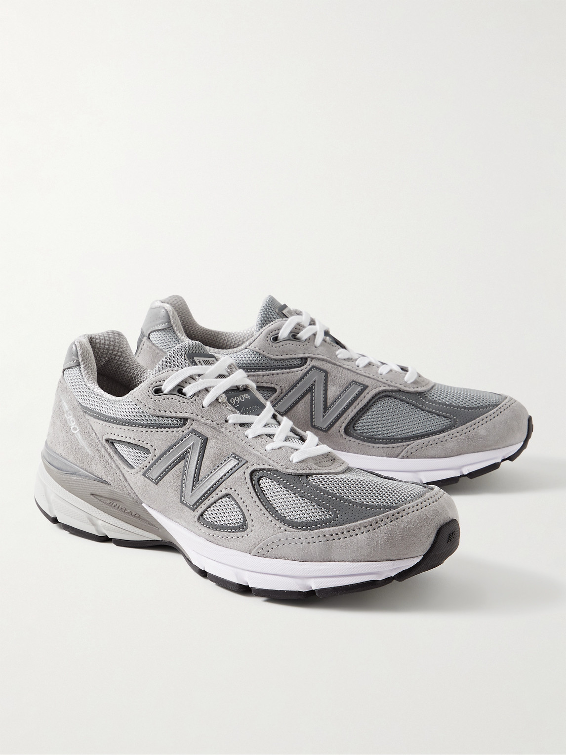 Shop New Balance 990v4 Suede And Mesh Sneakers In Gray