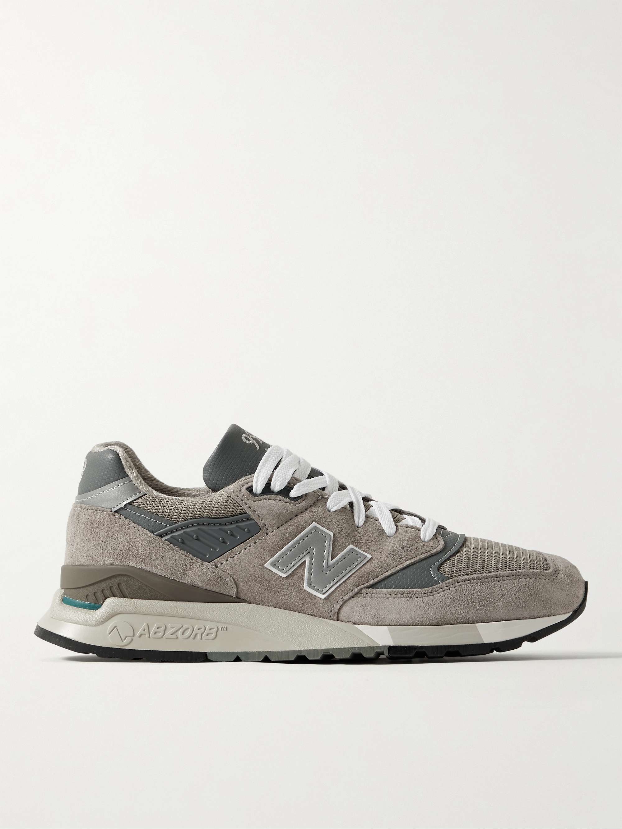 998 Core Rubber-Trimmed Leather, Mesh and Suede Sneakers