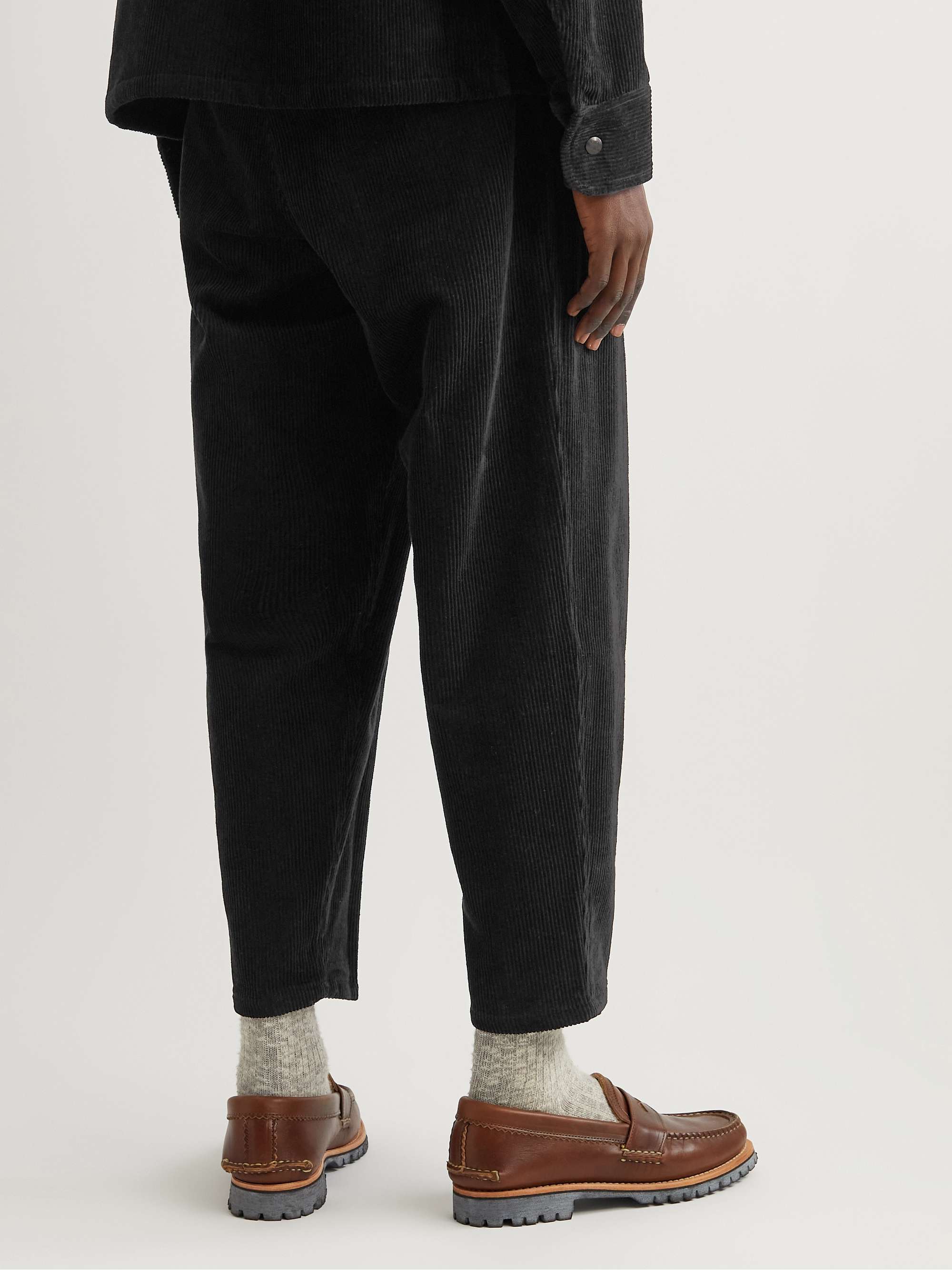 MONITALY Tapered Cropped Cotton-Corduroy Trousers