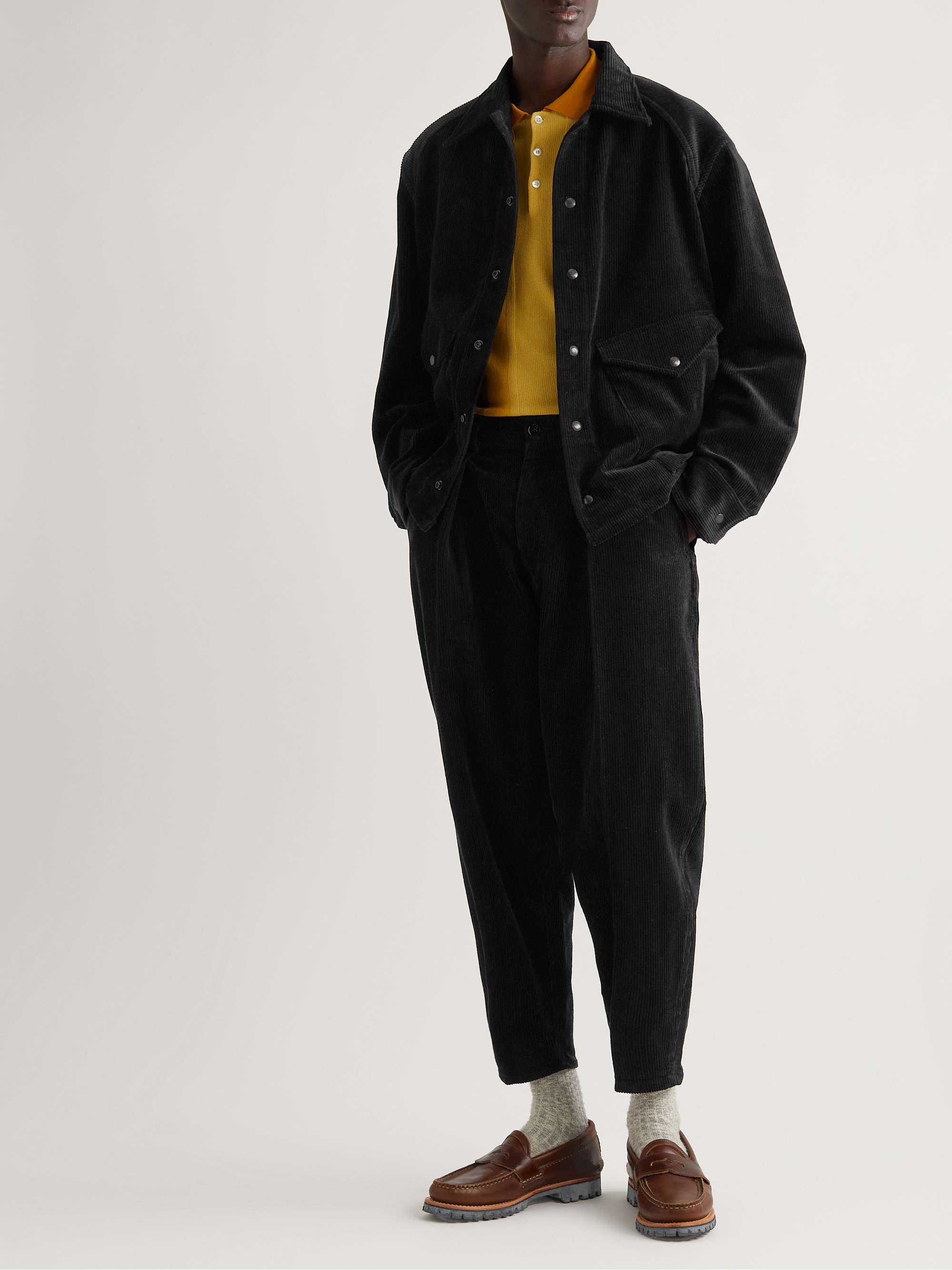 MONITALY Tapered Cropped Cotton-Corduroy Trousers