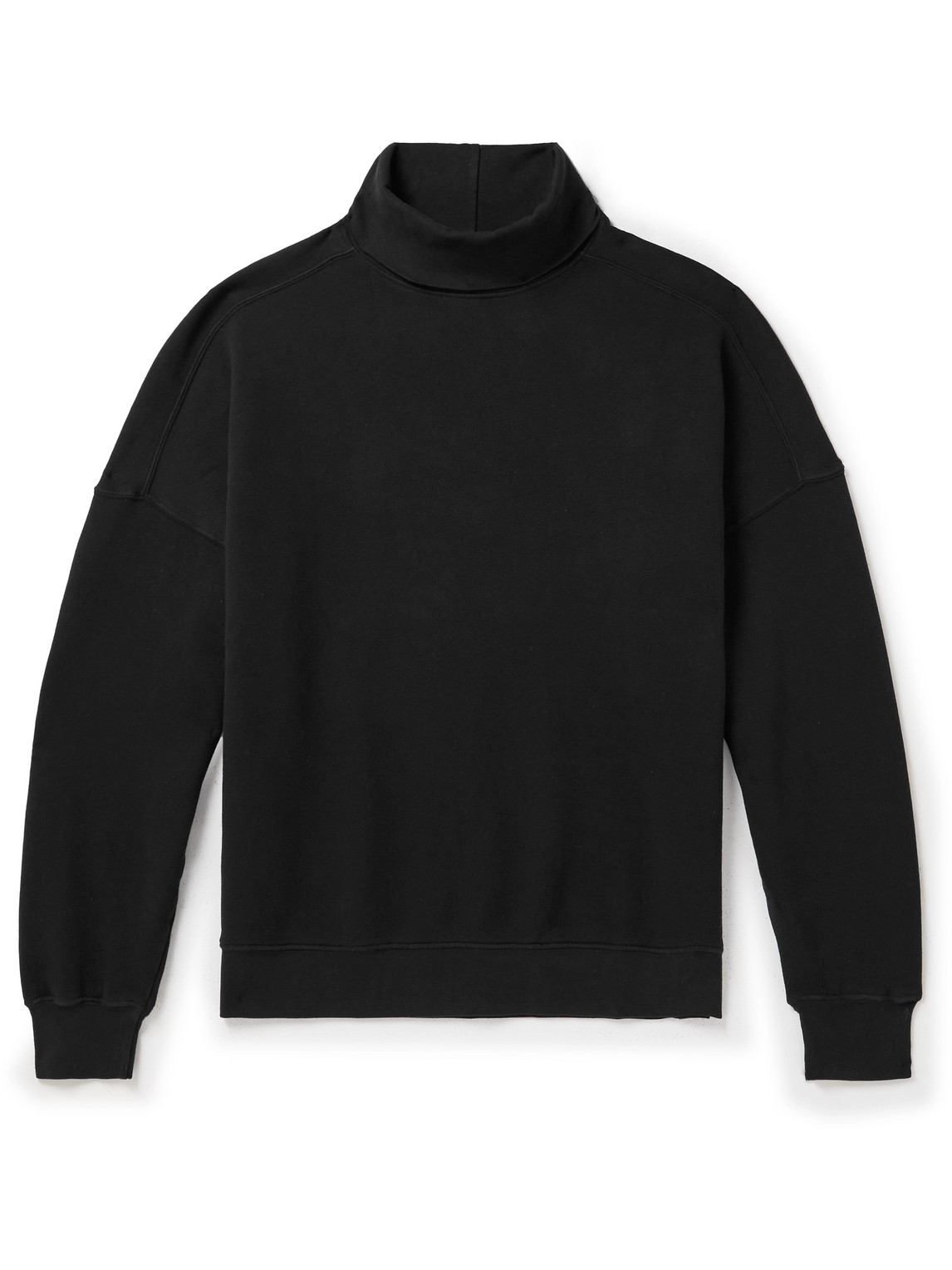 Monitaly Super Russell Fleece-back Cotton-jersey Rollneck Sweatshirt In Black