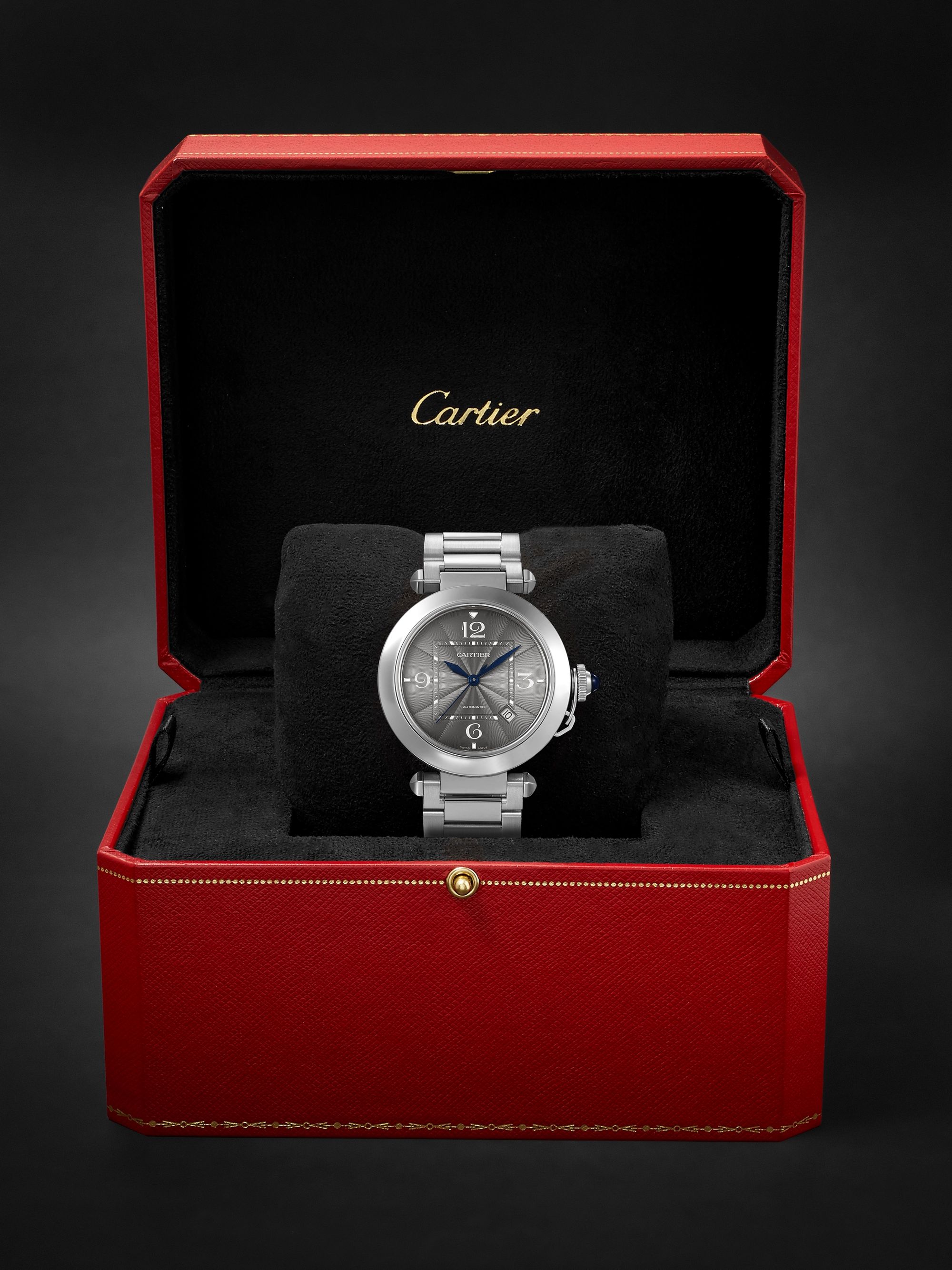 CARTIER Pasha de Cartier Automatic 41mm Stainless Steel and Alligator Watch, Ref. No. WSPA0026