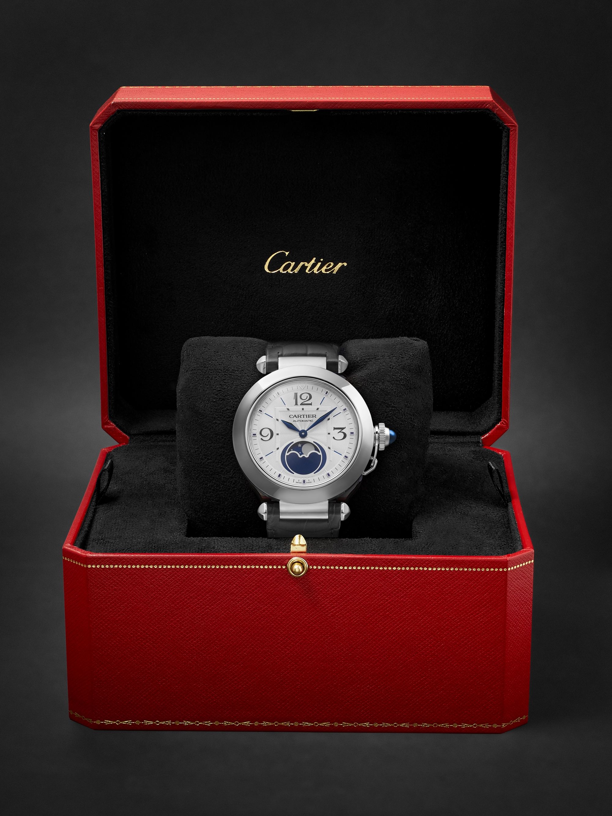 CARTIER Pasha de Cartier Automatic 41mm Stainless Steel and Alligator Watch, Ref. No. WSPA0030