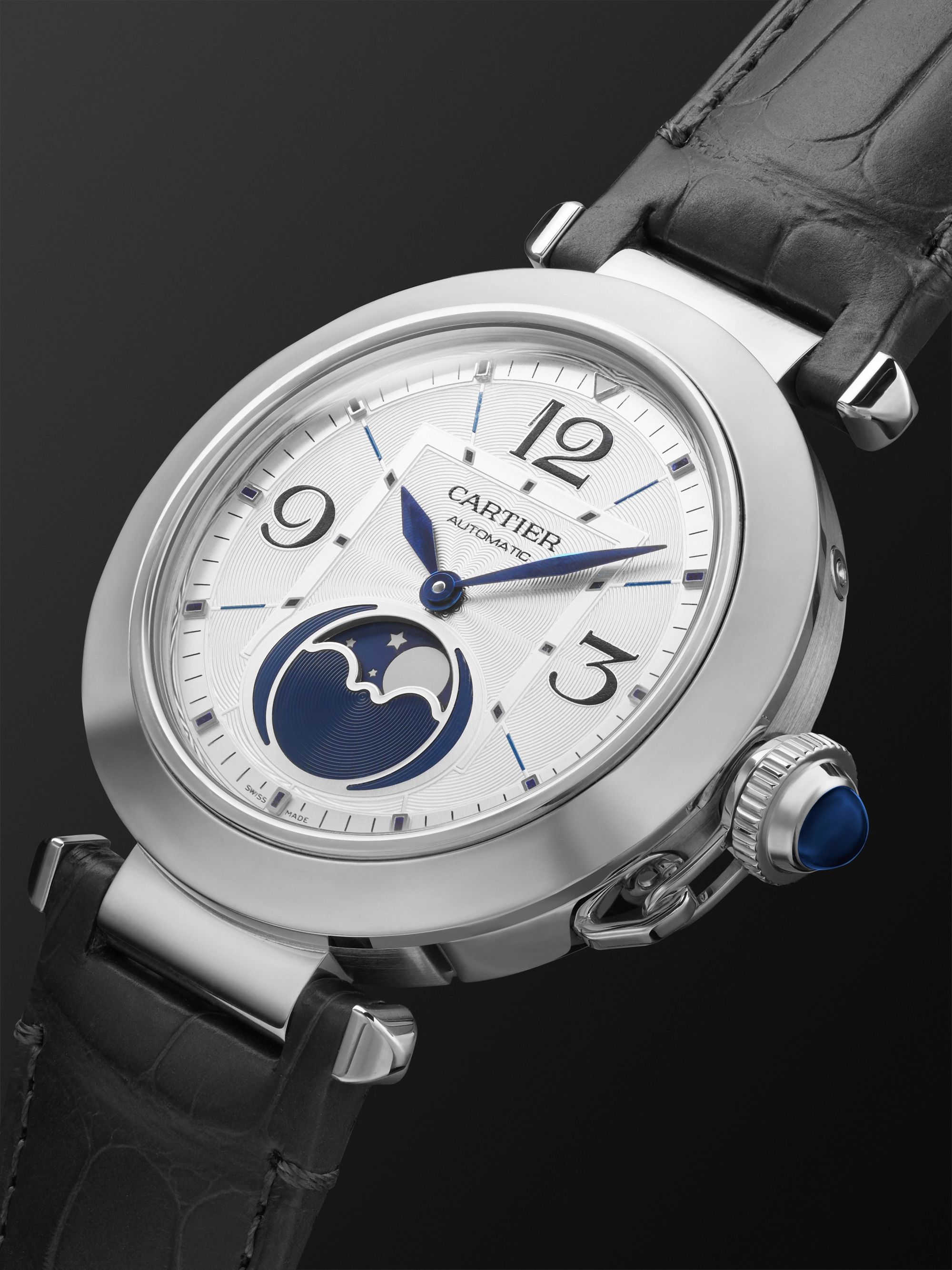 CARTIER Pasha de Cartier Automatic 41mm Stainless Steel and Alligator Watch, Ref. No. WSPA0030