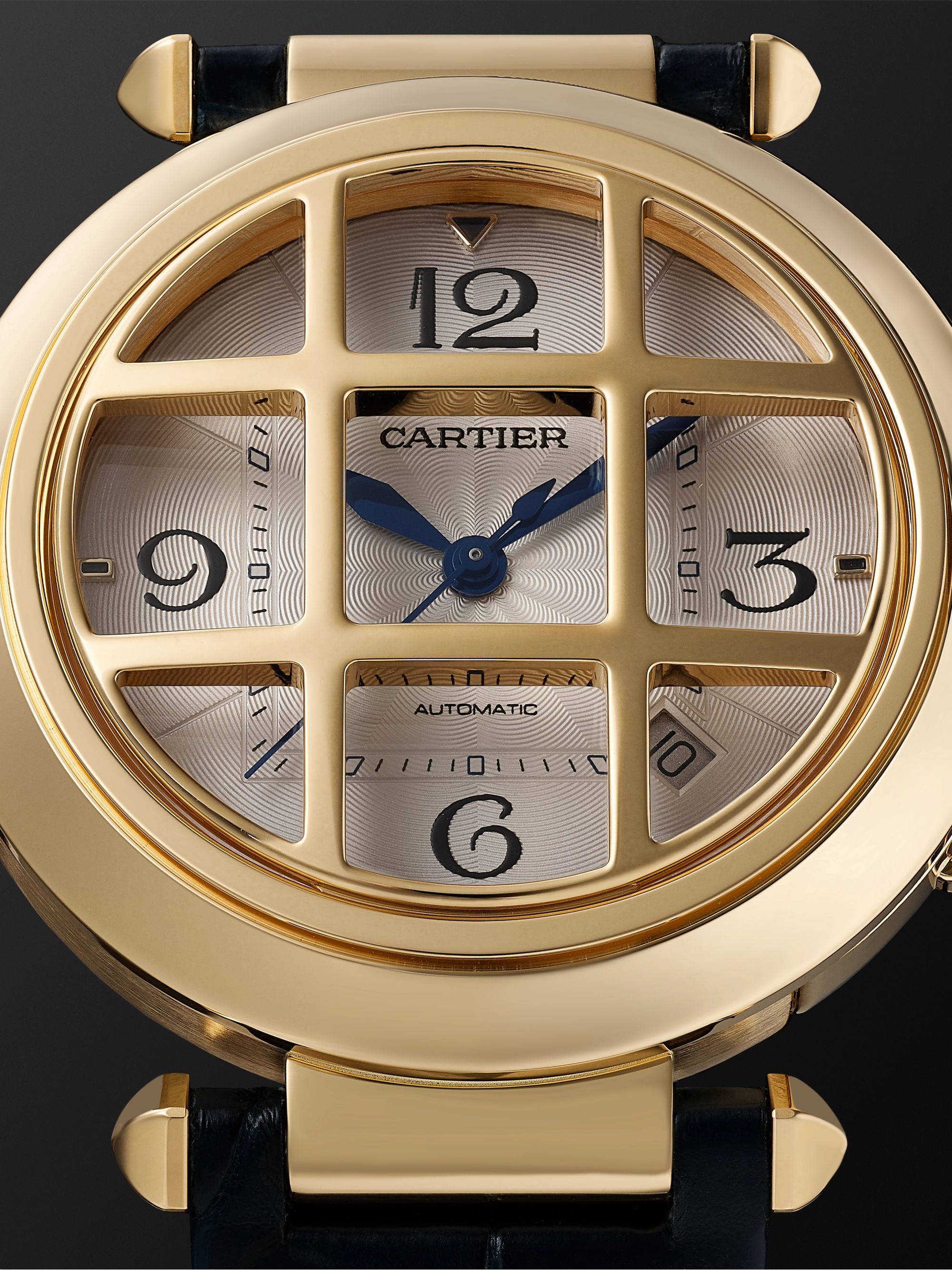 CARTIER Pasha de Cartier Grille Automatic 41mm 18-Karat Gold and Alligator Watch, Ref. No. WGPA0019