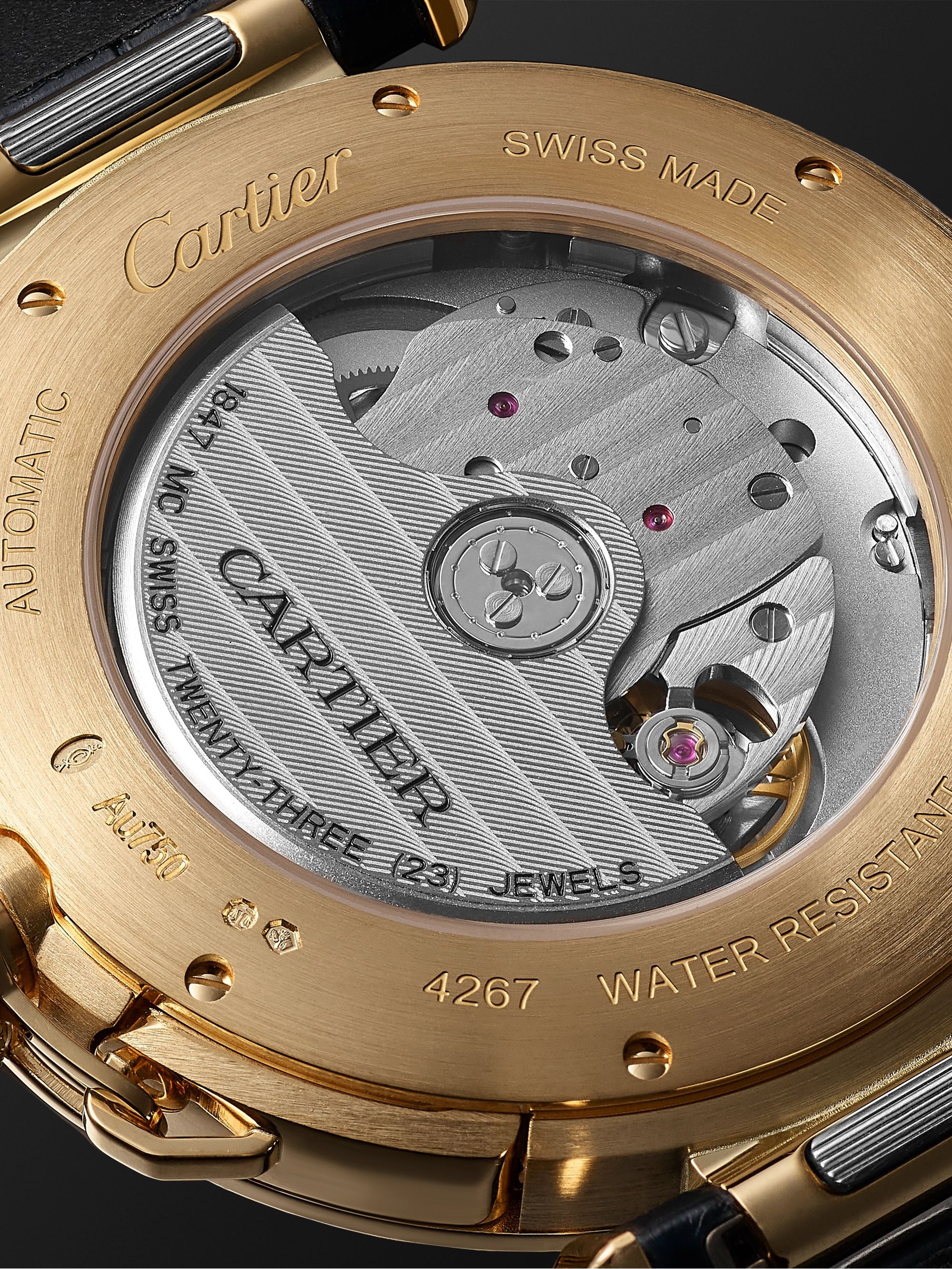 CARTIER Pasha de Cartier Grille Automatic 41mm 18-Karat Gold and Alligator Watch, Ref. No. WGPA0019