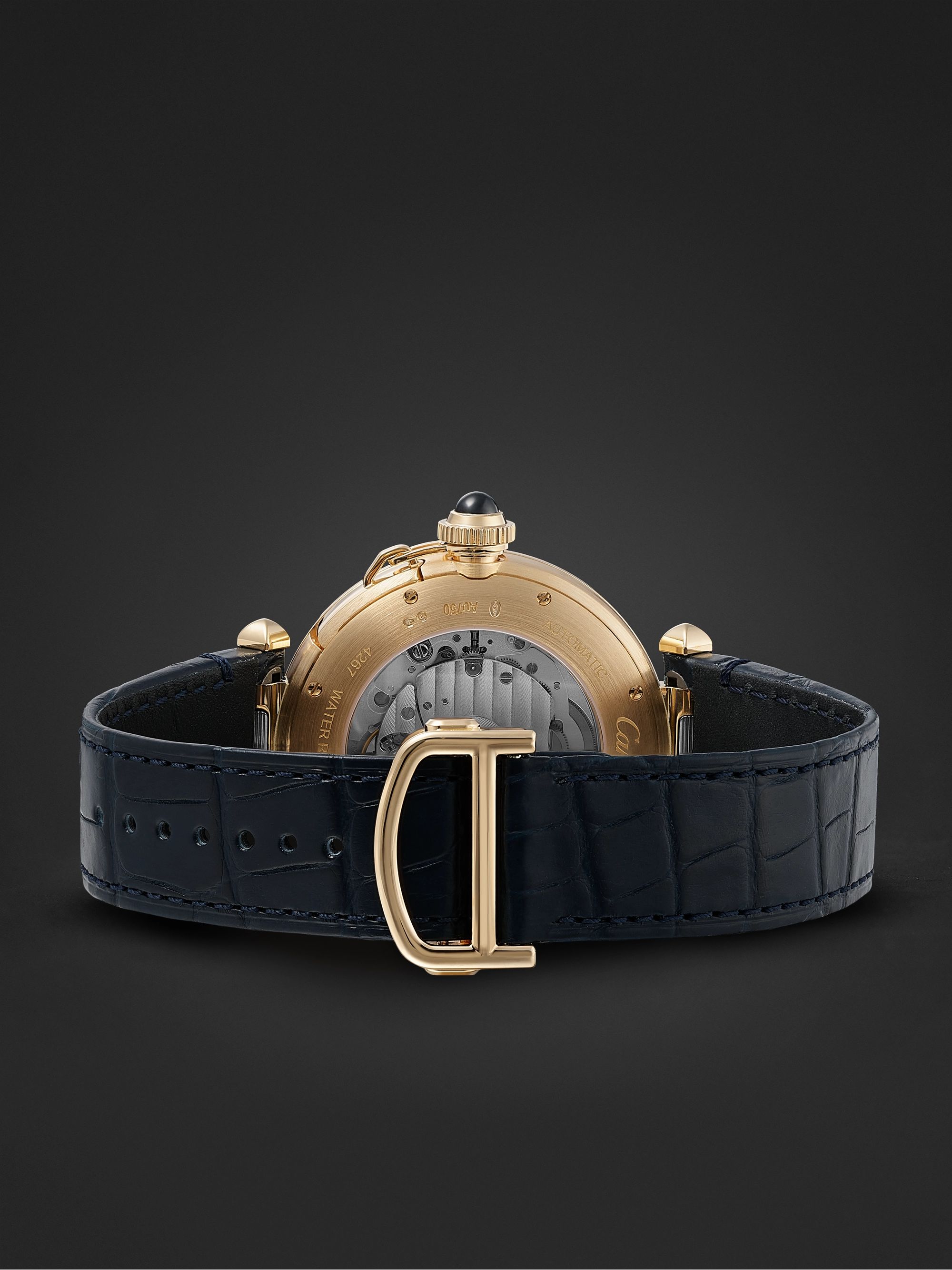 CARTIER Pasha de Cartier Grille Automatic 41mm 18-Karat Gold and Alligator Watch, Ref. No. WGPA0019