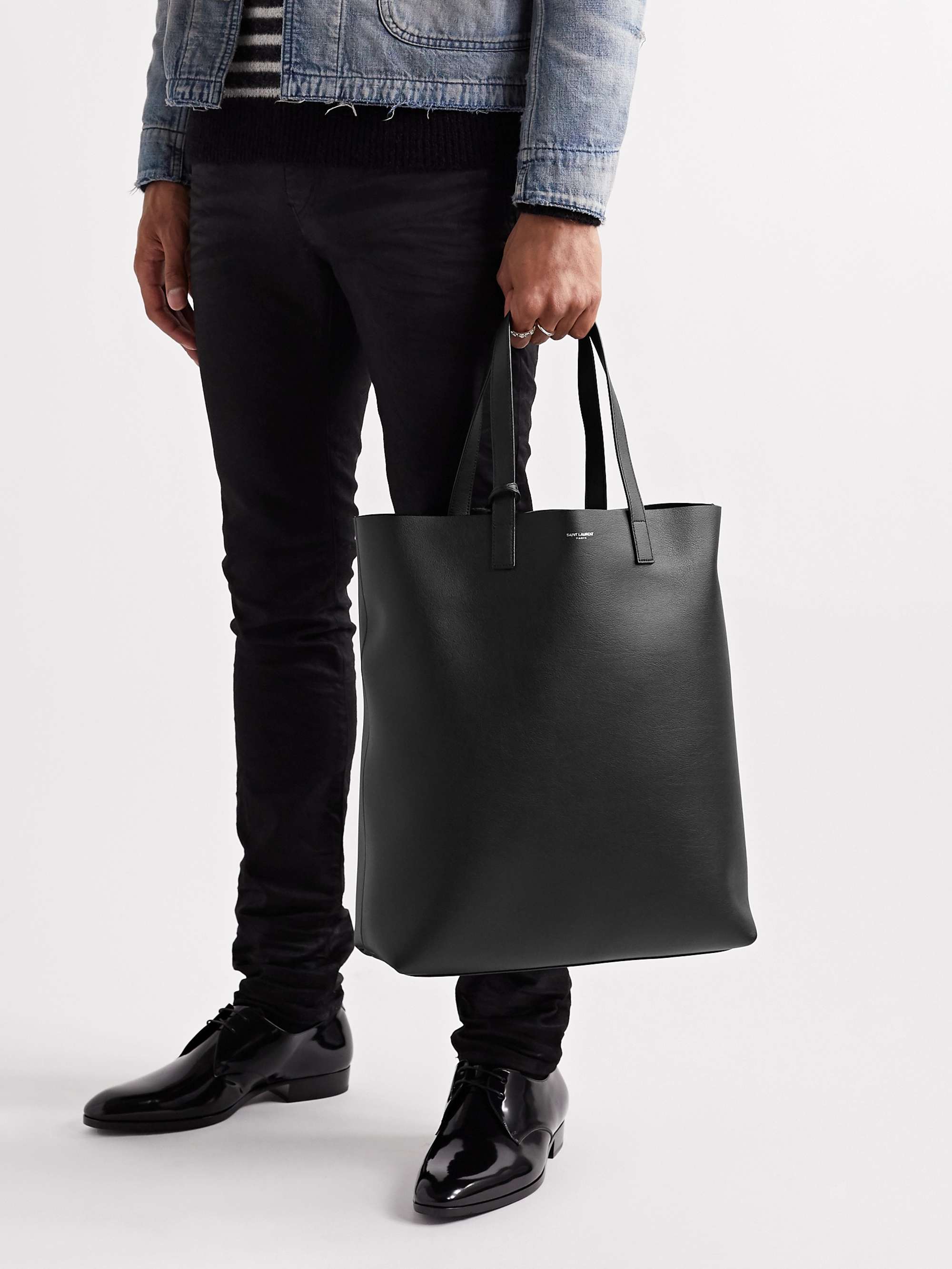 SAINT LAURENT Large Shopper Tote in Black Leather