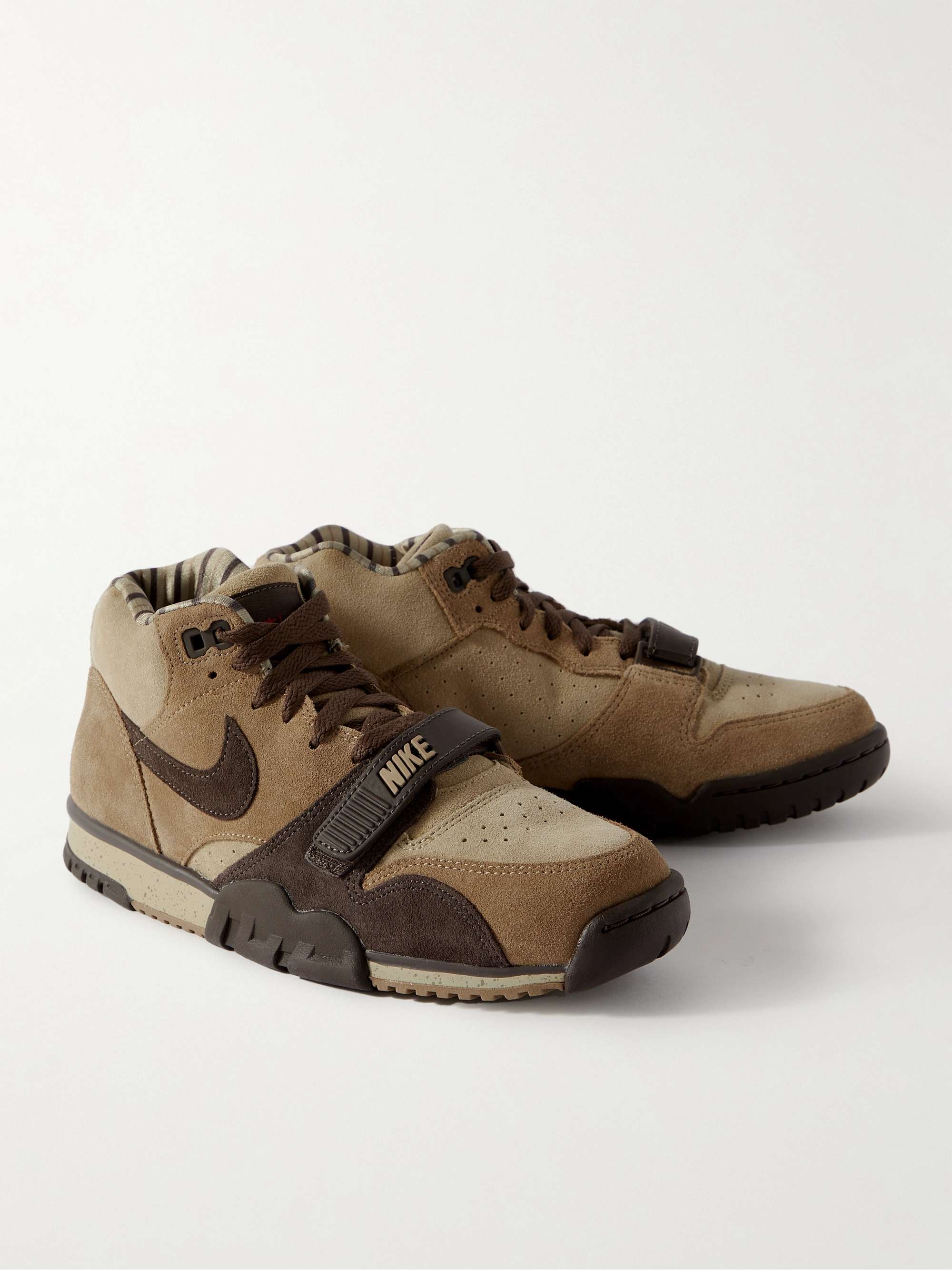 NIKE Air Trainer 1 Leather-Trimmed Suede Sneakers