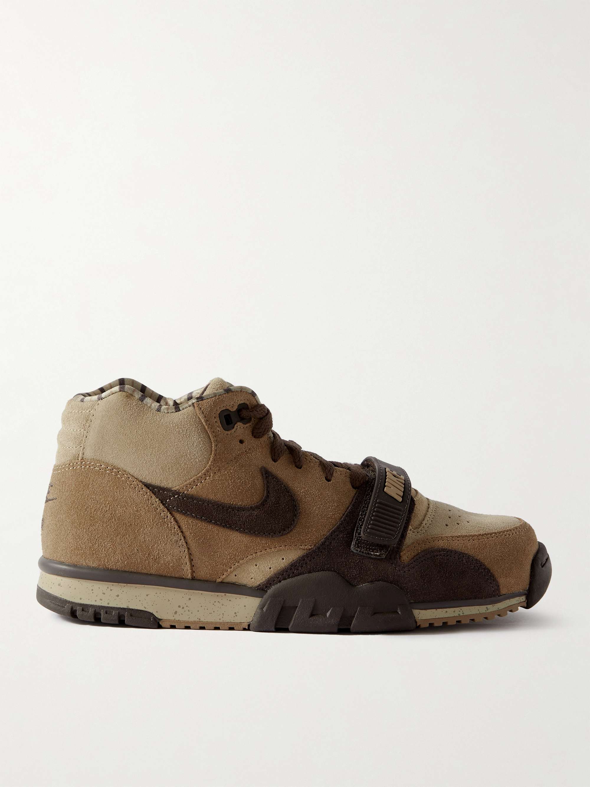 Nominación mineral lápiz Brown Air Trainer 1 Leather-Trimmed Suede Sneakers | NIKE | MR PORTER