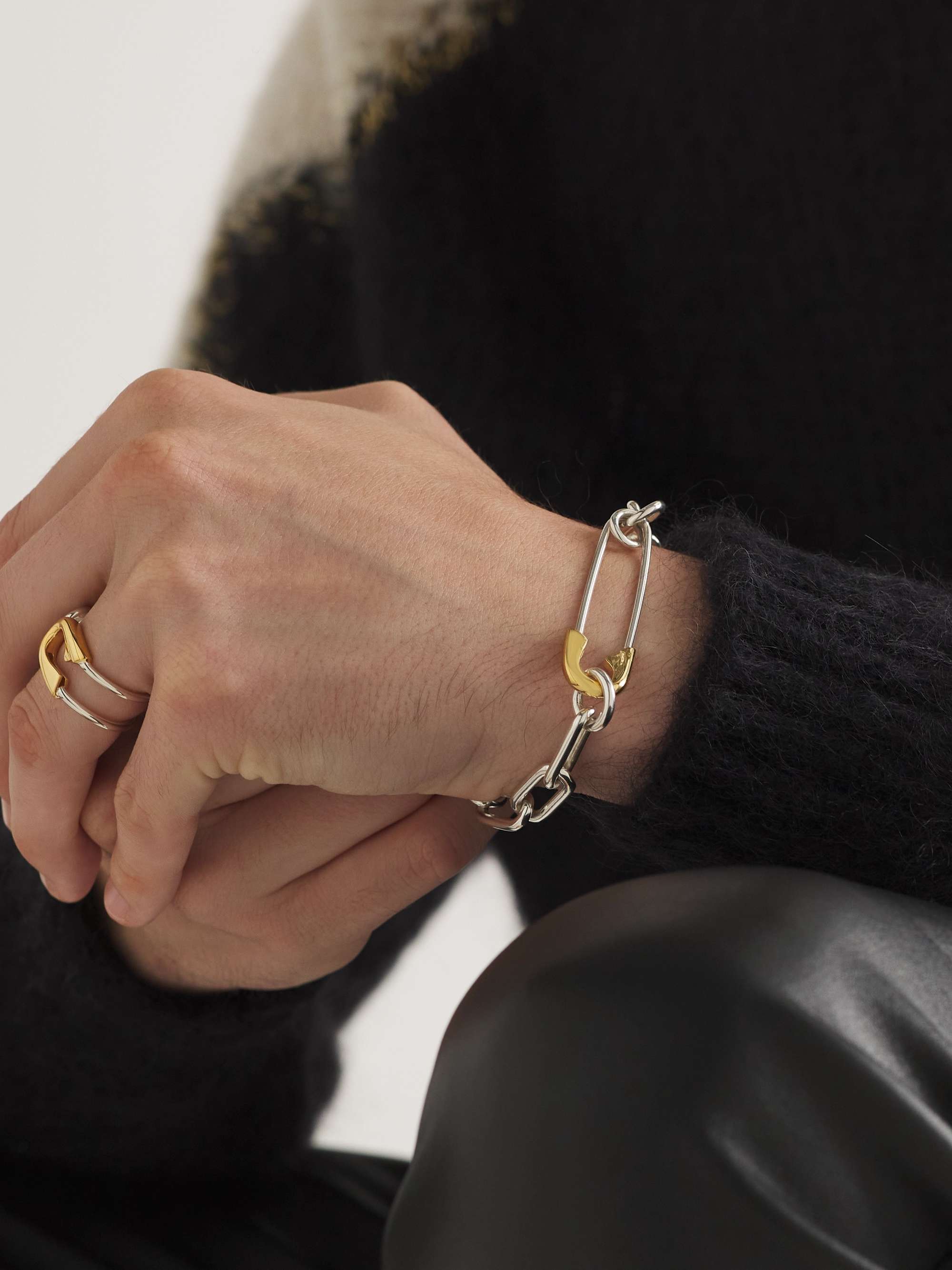 JAM HOMEMADE Safety Pin Silver, GoldPlated and Diamond Bracelet for Men MR PORTER