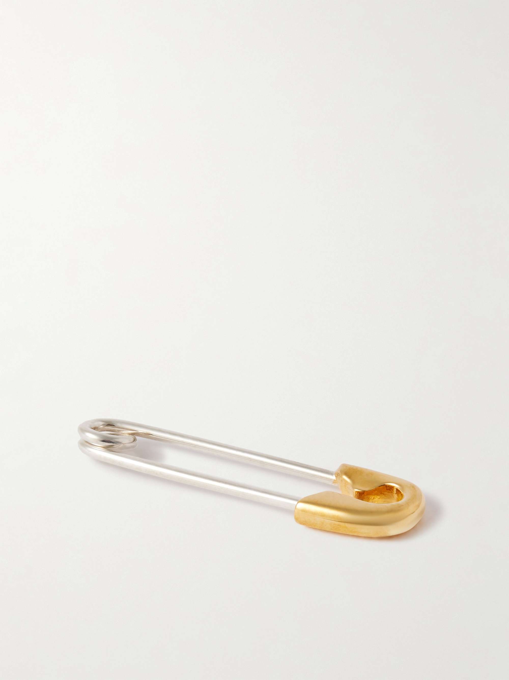 JAM HOMEMADE Safety Pin Silver, Gold-Plated and Diamond Single Earring