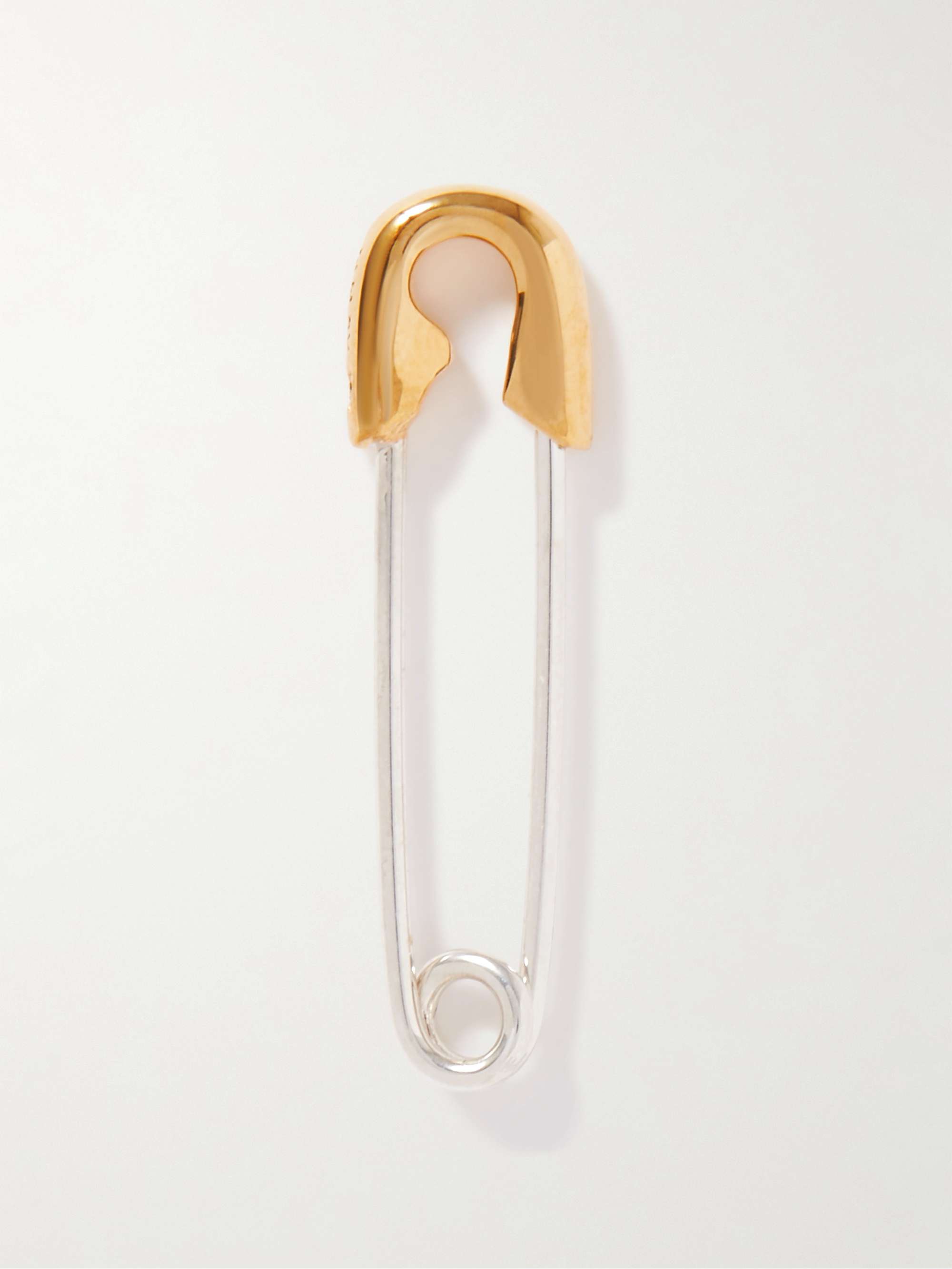 JAM HOMEMADE Safety Pin Silver, Gold-Plated and Diamond Single Earring