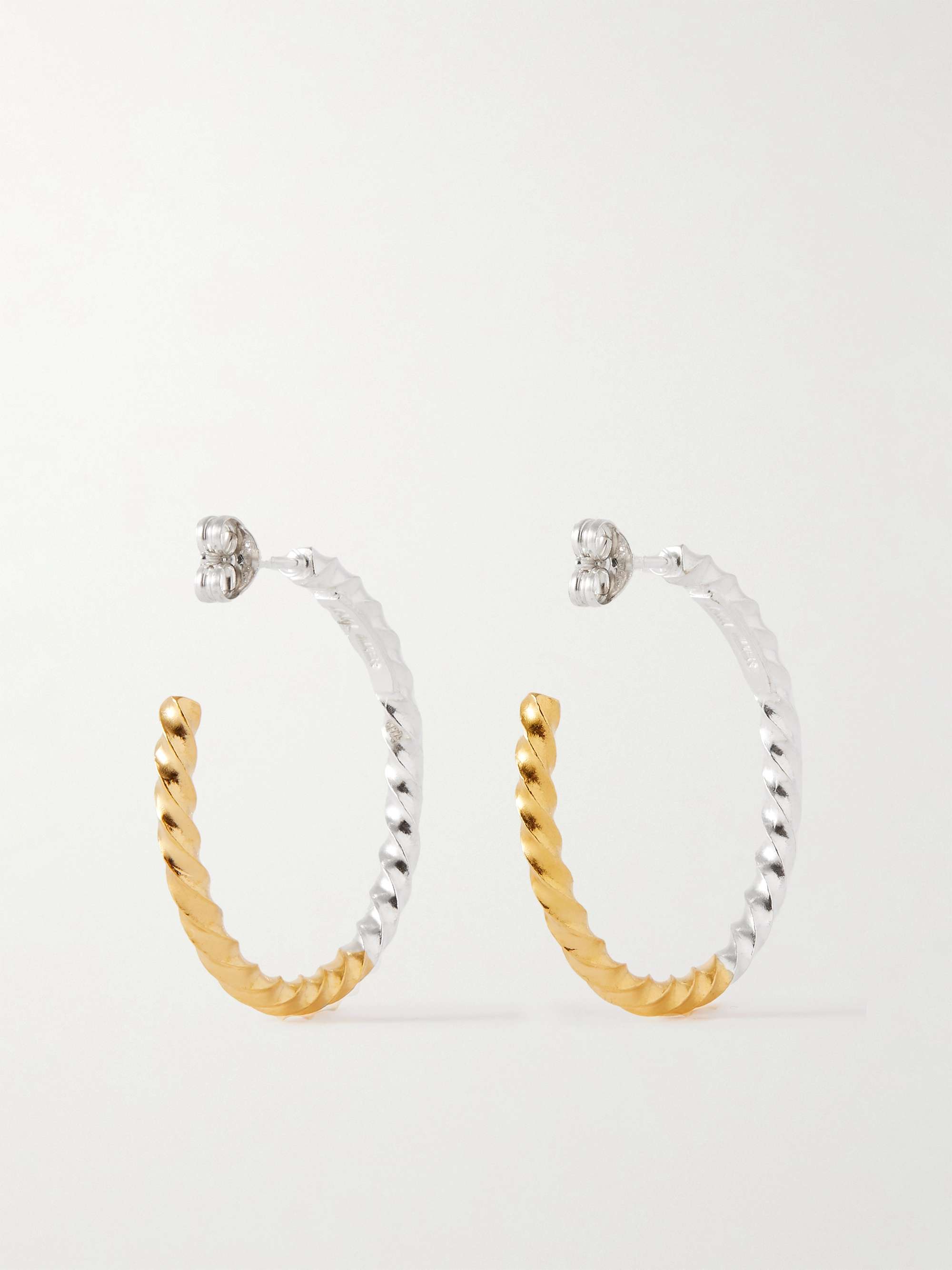 JAM HOMEMADE Kuru Kuru Twisted Silver and Gold-Plated Hoop Earrings
