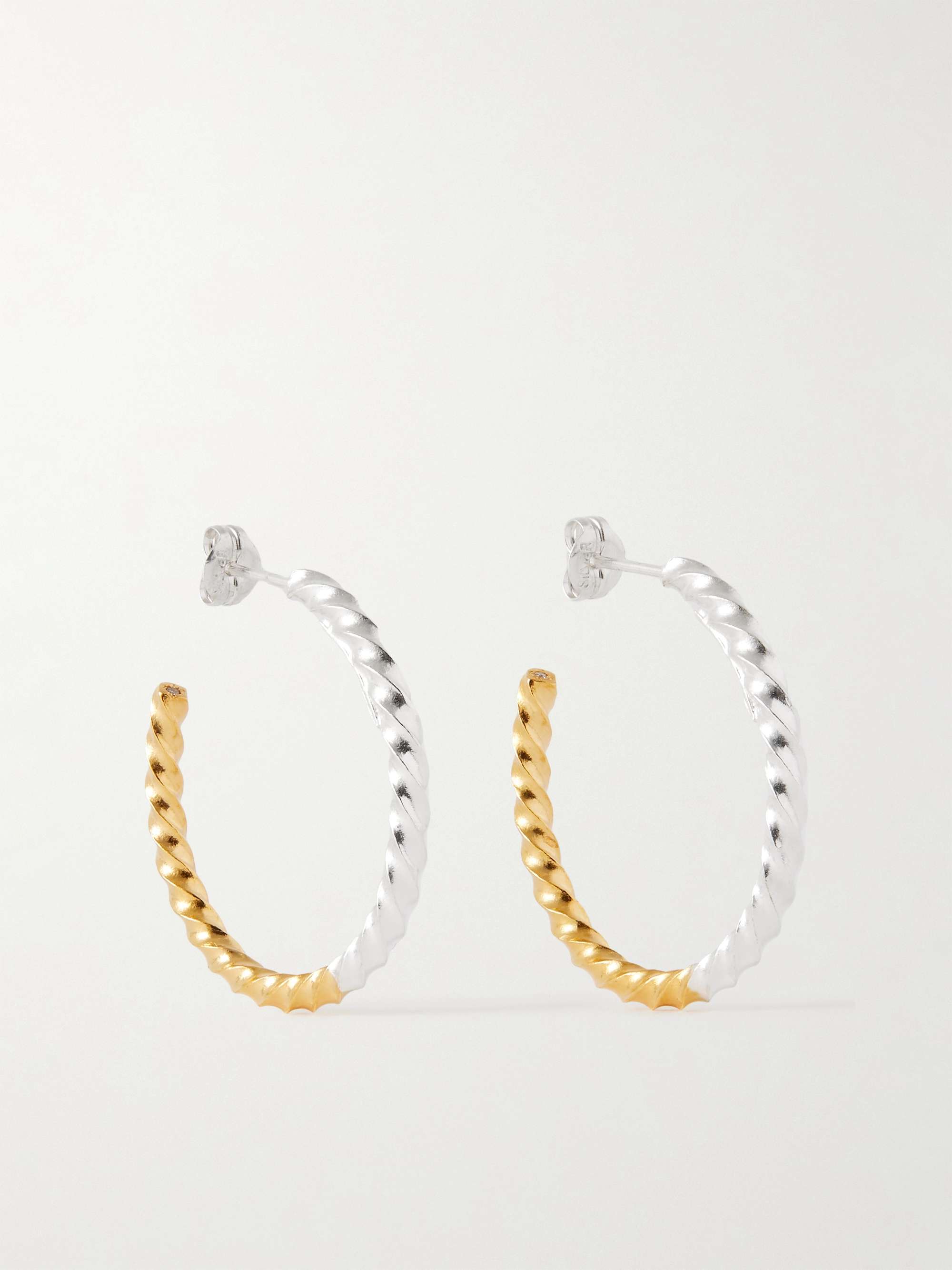 JAM HOMEMADE Kuru Kuru Twisted Silver and Gold-Plated Hoop Earrings for Men  | MR PORTER