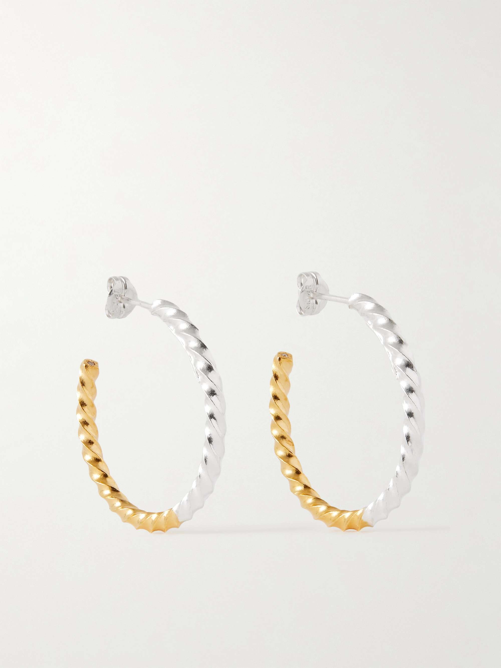 JAM HOMEMADE Kuru Kuru Twisted Silver and Gold-Plated Hoop Earrings