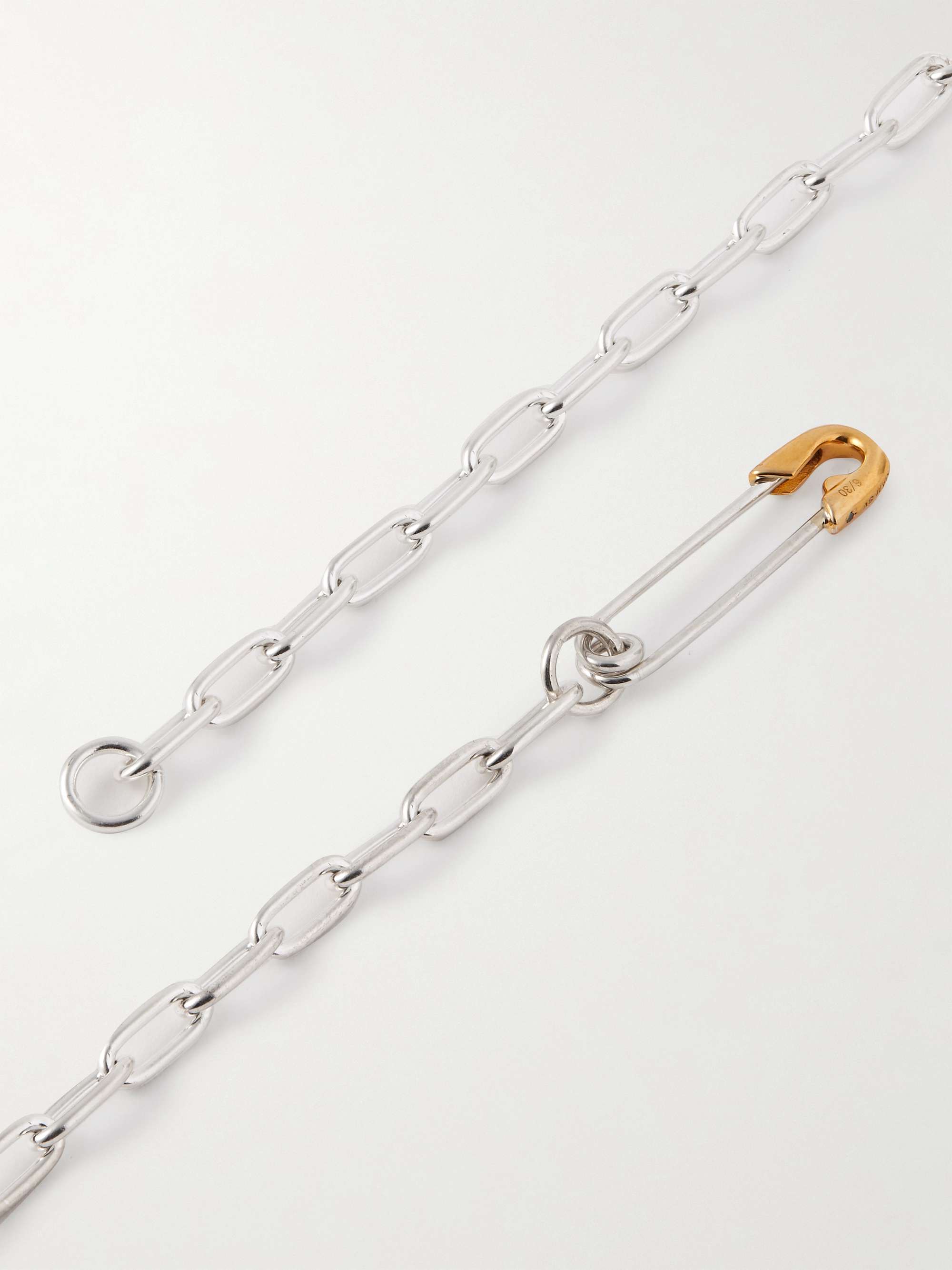 JAM HOMEMADE Safety Pin Silver, Gold-Plated and Diamond Necklace
