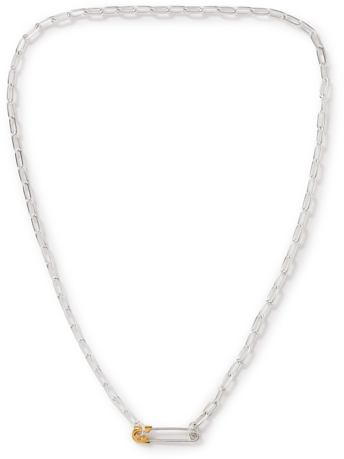 Jam Homemade Safety Pin Silver, Gold-plated And Diamond Necklace 