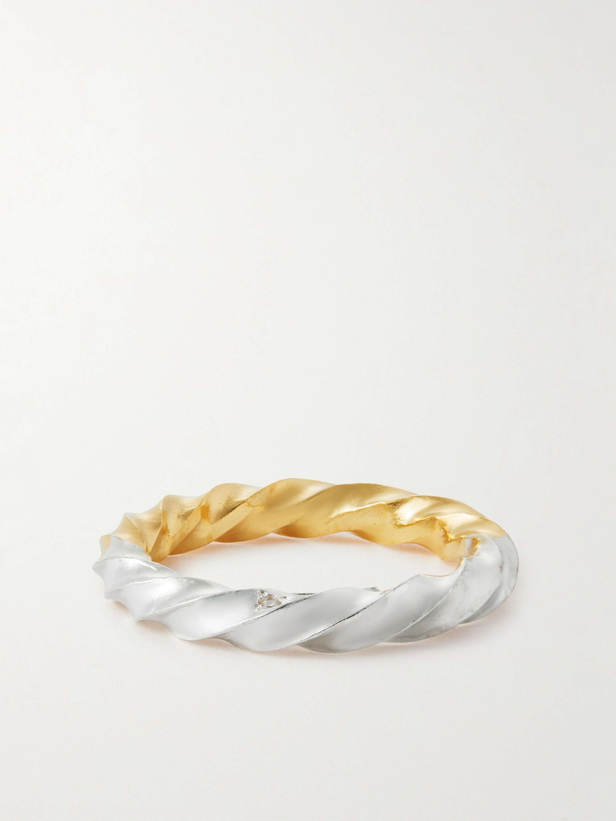 JAM HOMEMADE Kuru Kuru Twisted Silver and Gold-Plated Ring for Men