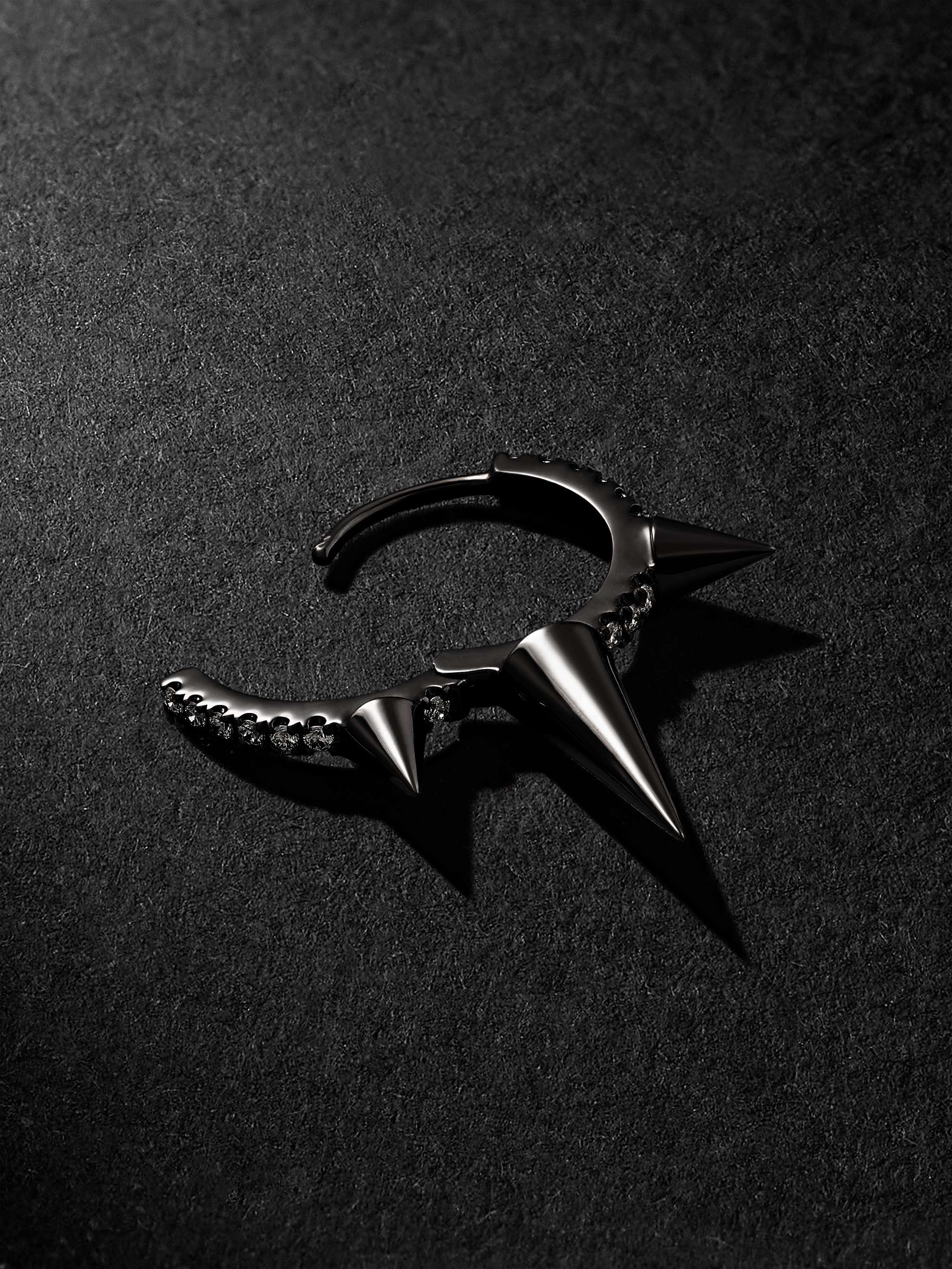 MARIA TASH Triple Long Spike Eternity 9.5mm Blackened Gold Diamond Single Earring