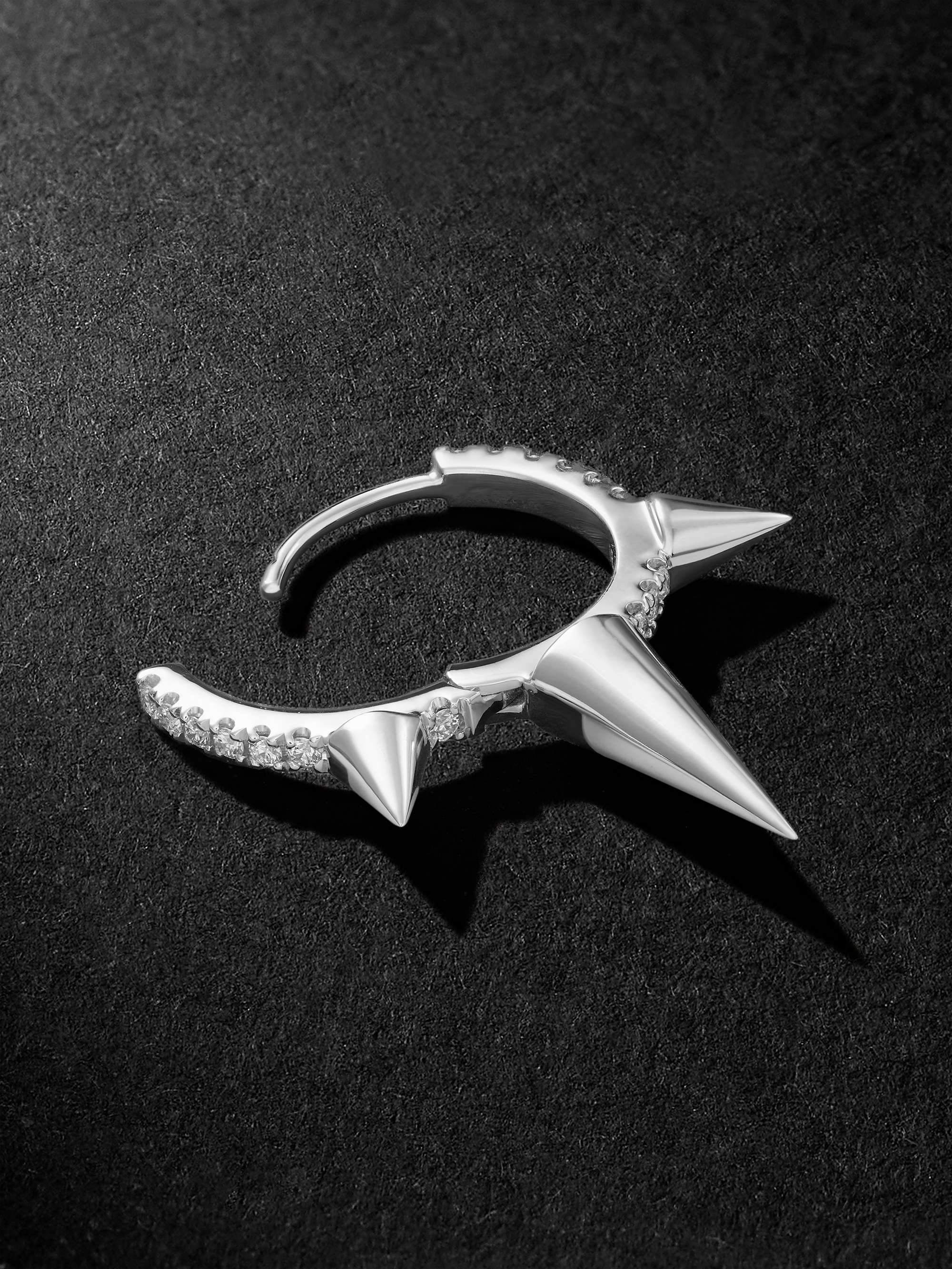 MARIA TASH Triple Long Spike Eternity 9.5mm White Gold Diamond Single Earring