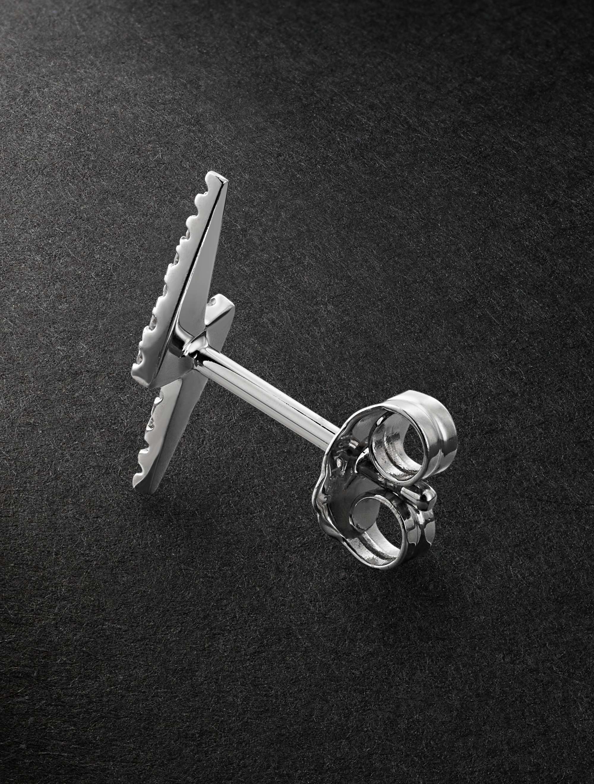 MARIA TASH Lightning Bolt 11mm White Gold Diamond Single Earring