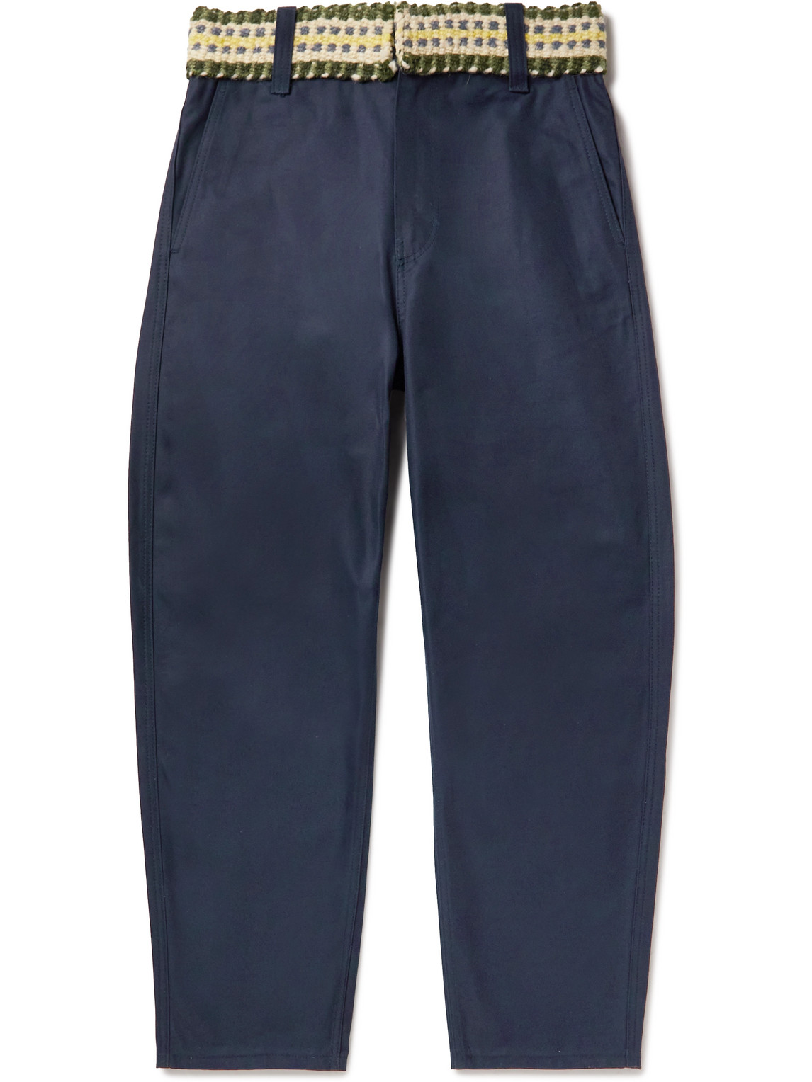 Adish Tapered Wool-trimmed Cotton-twill Trousers In Blue