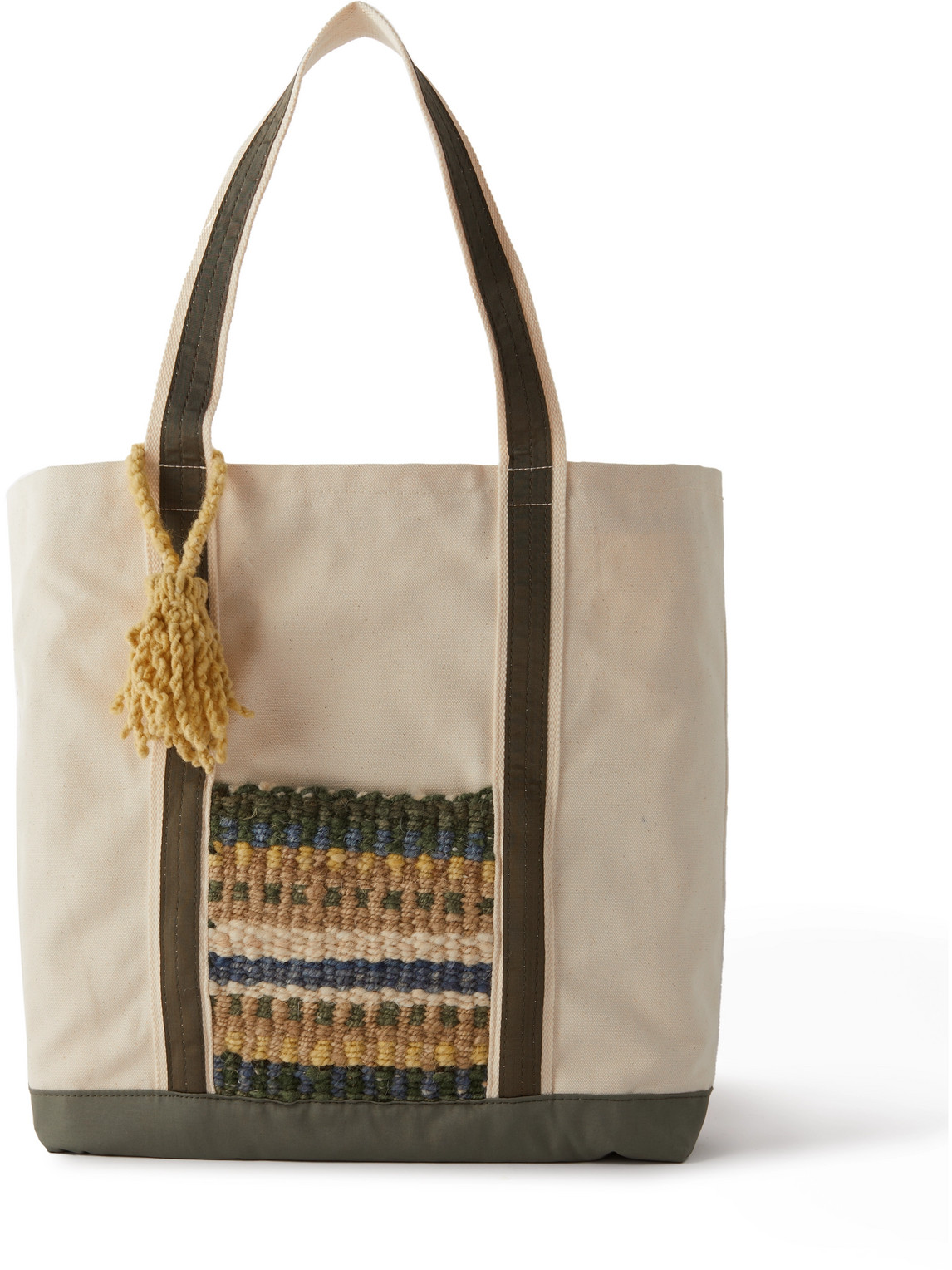 Adish Tasselled Cotton-canvas, Wool And Grosgrain Tote Bag In Neutrals