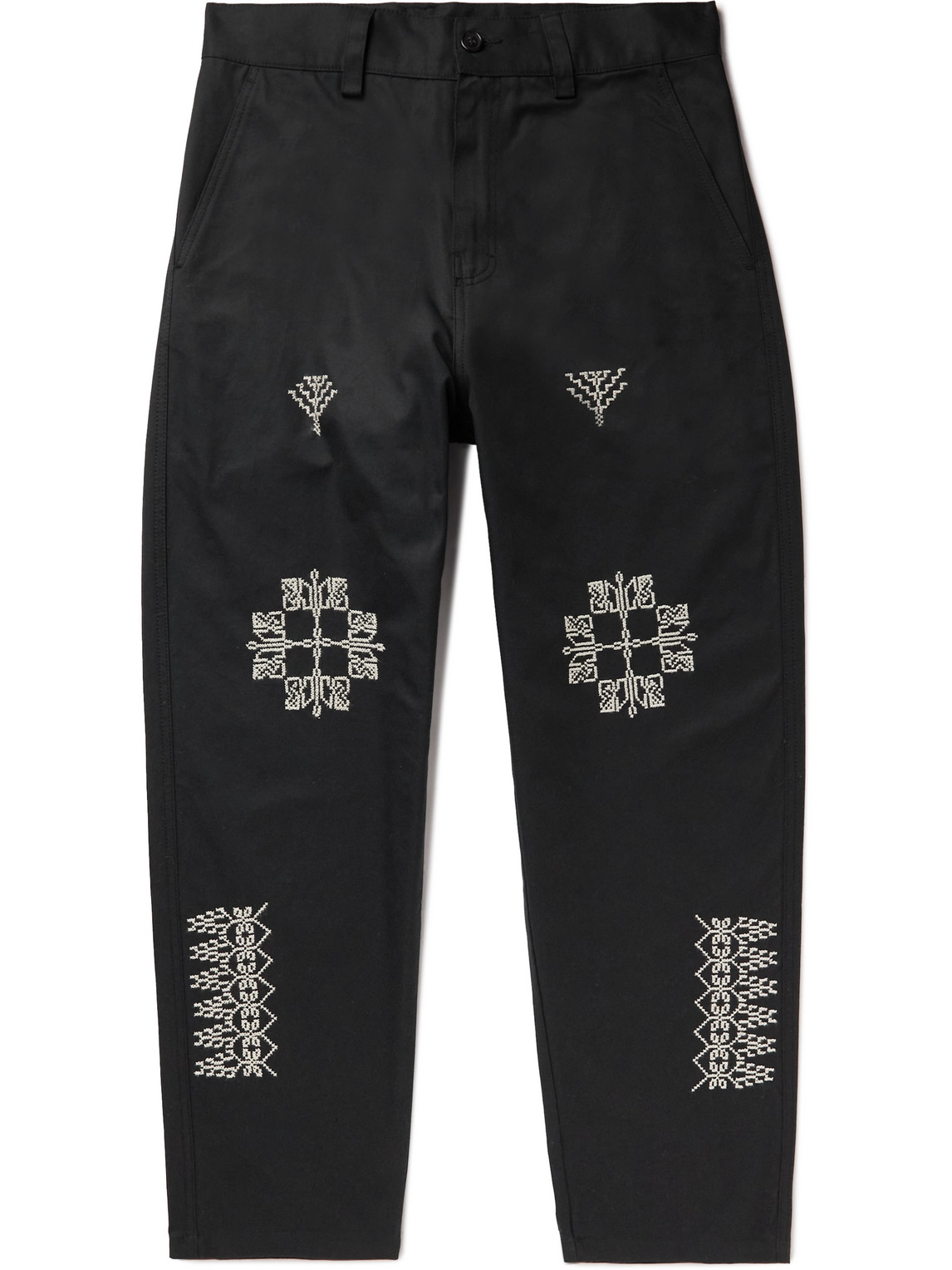 ADISH MAKHLUT TAPERED EMBROIDERED COTTON-TWILL TROUSERS