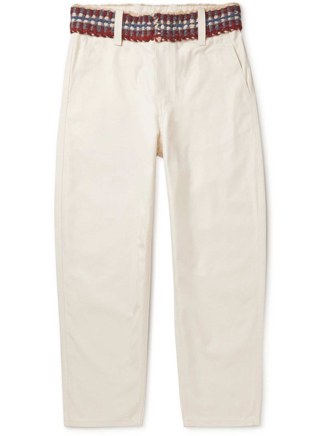 Adish Tapered Wool-trimmed Cotton-twill Trousers In Neutrals
