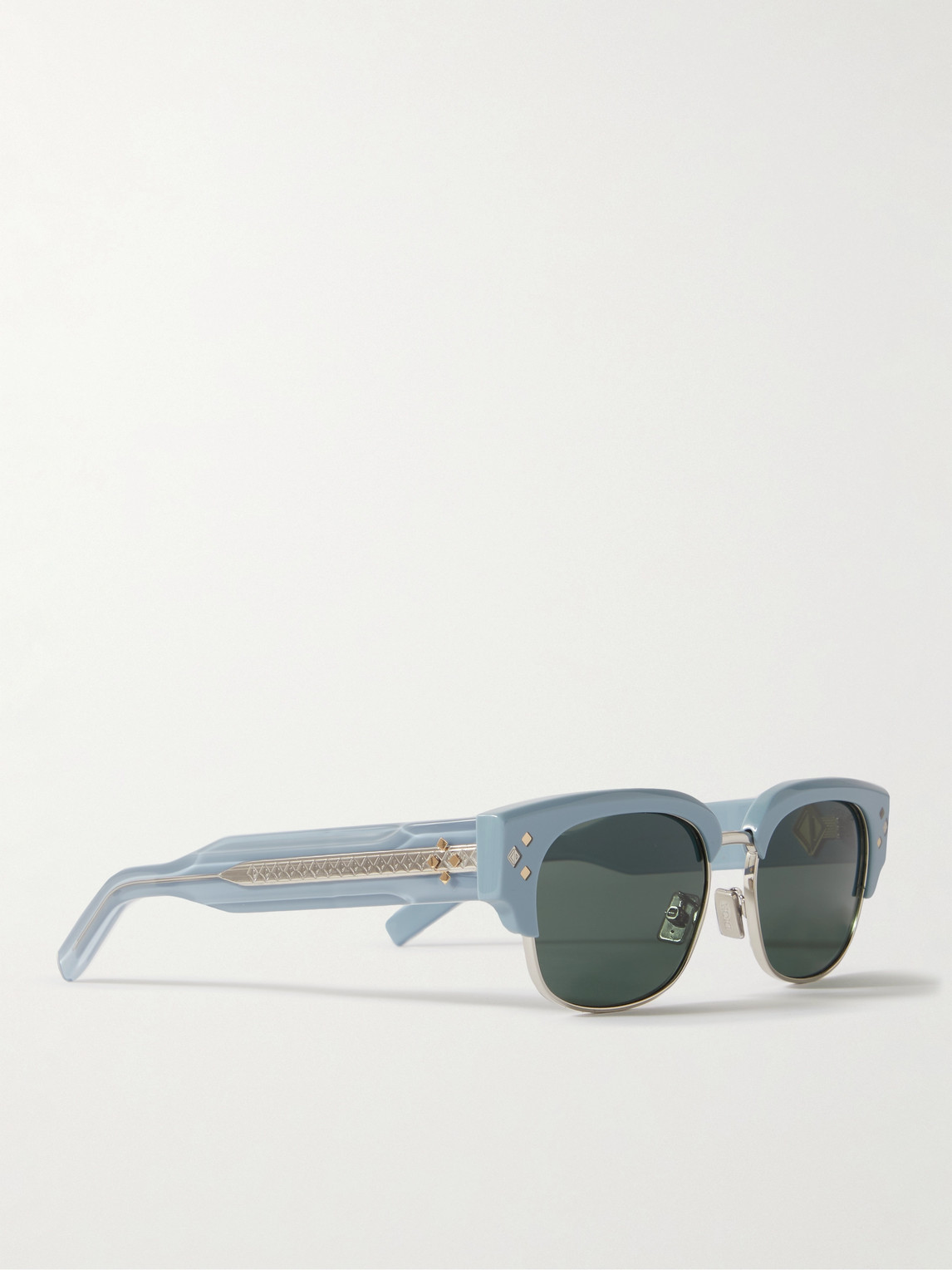 Shop Dior Cd Diamond C1u D-frame Acetate And Silver-tone Sunglasses In Blue