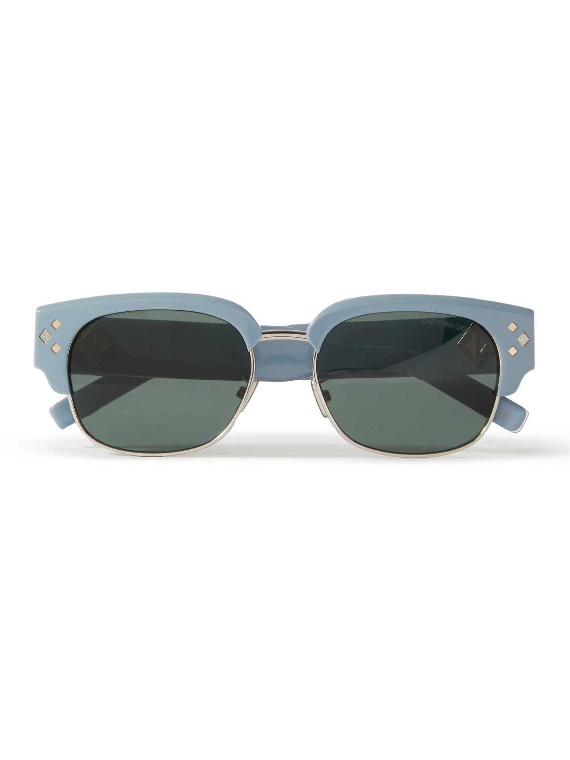 Dior Cd Diamond C1u D-frame Acetate And Silver-tone Sunglasses In Blue