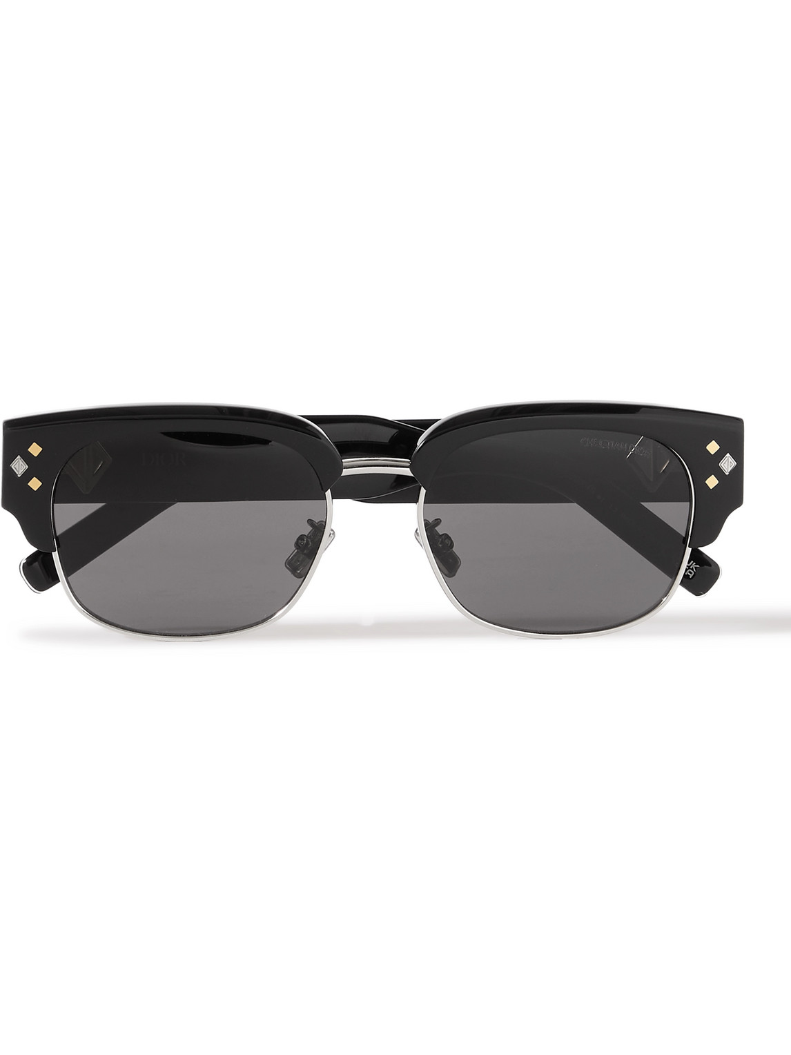 Dior Cd Diamond C1u D-frame Acetate And Silver-tone Sunglasses In Black
