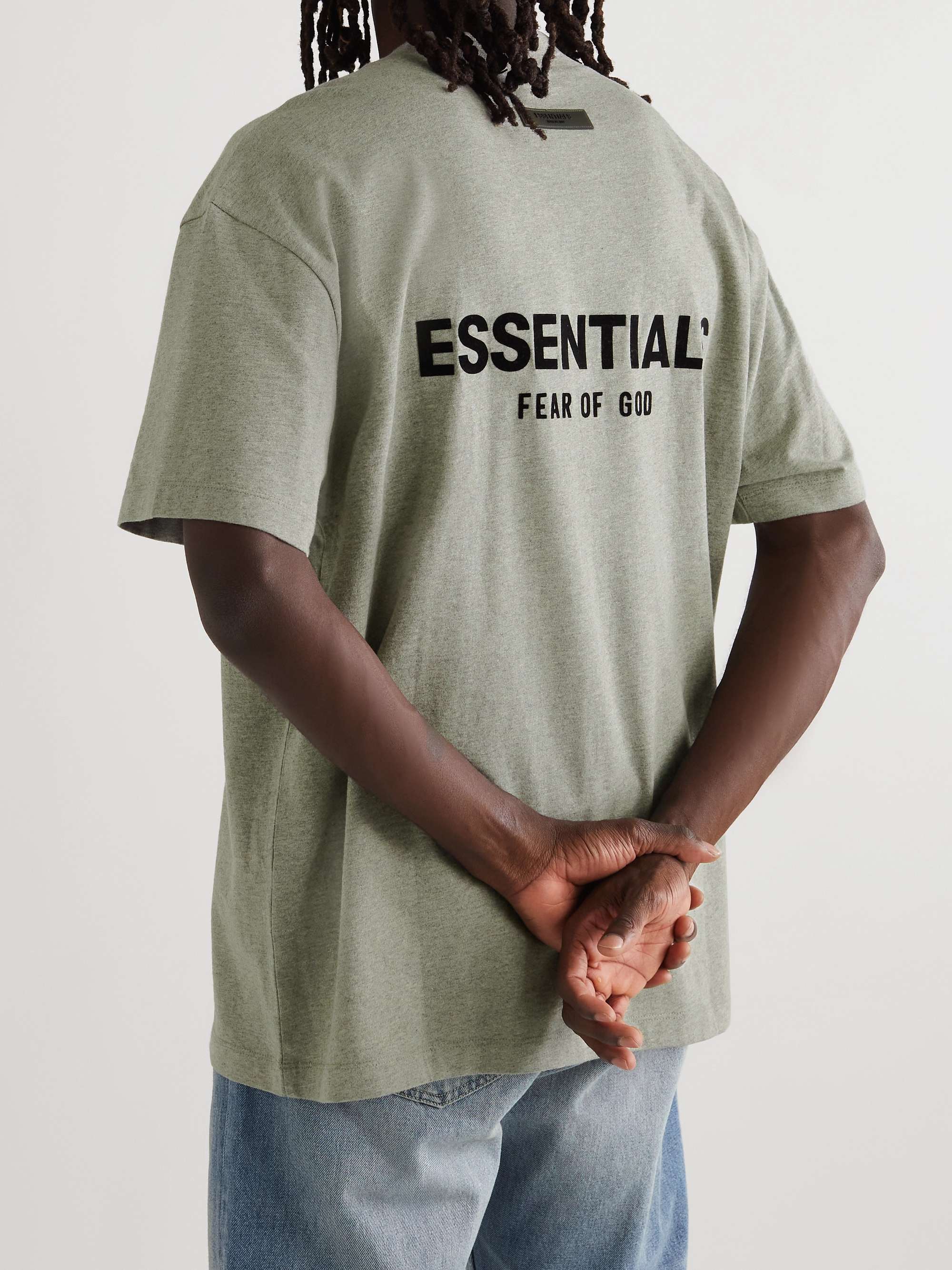 FEAR OF GOD ESSENTIALS Logo-Flocked Cotton-Jersey T-Shirt