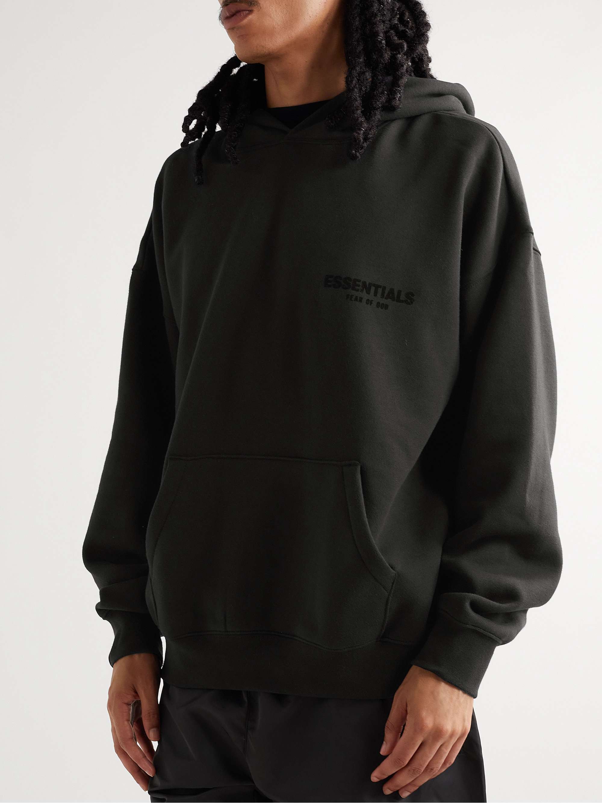 FEAR OF GOD ESSENTIALS Logo-Flocked Cotton-Blend Jersey Hoodie