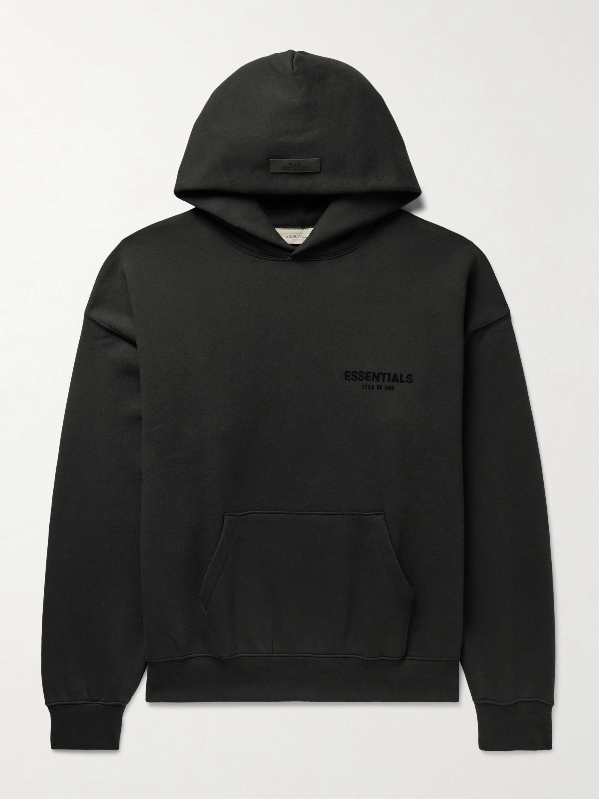 FEAR OF GOD ESSENTIALS Logo-Flocked Cotton-Blend Jersey Hoodie for Men ...