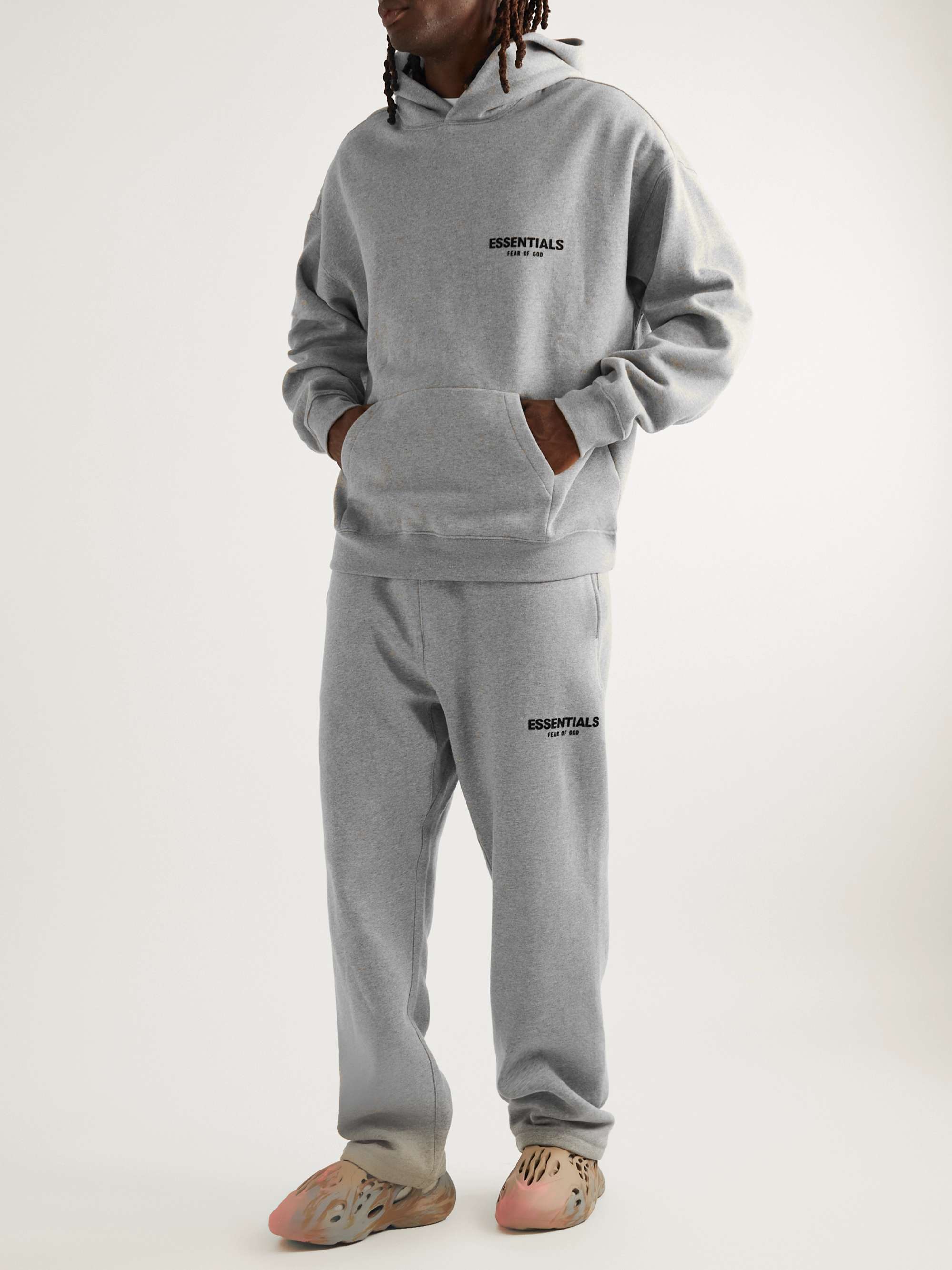 FEAR OF GOD ESSENTIALS Logo-Flocked Cotton-Blend Jersey Hoodie