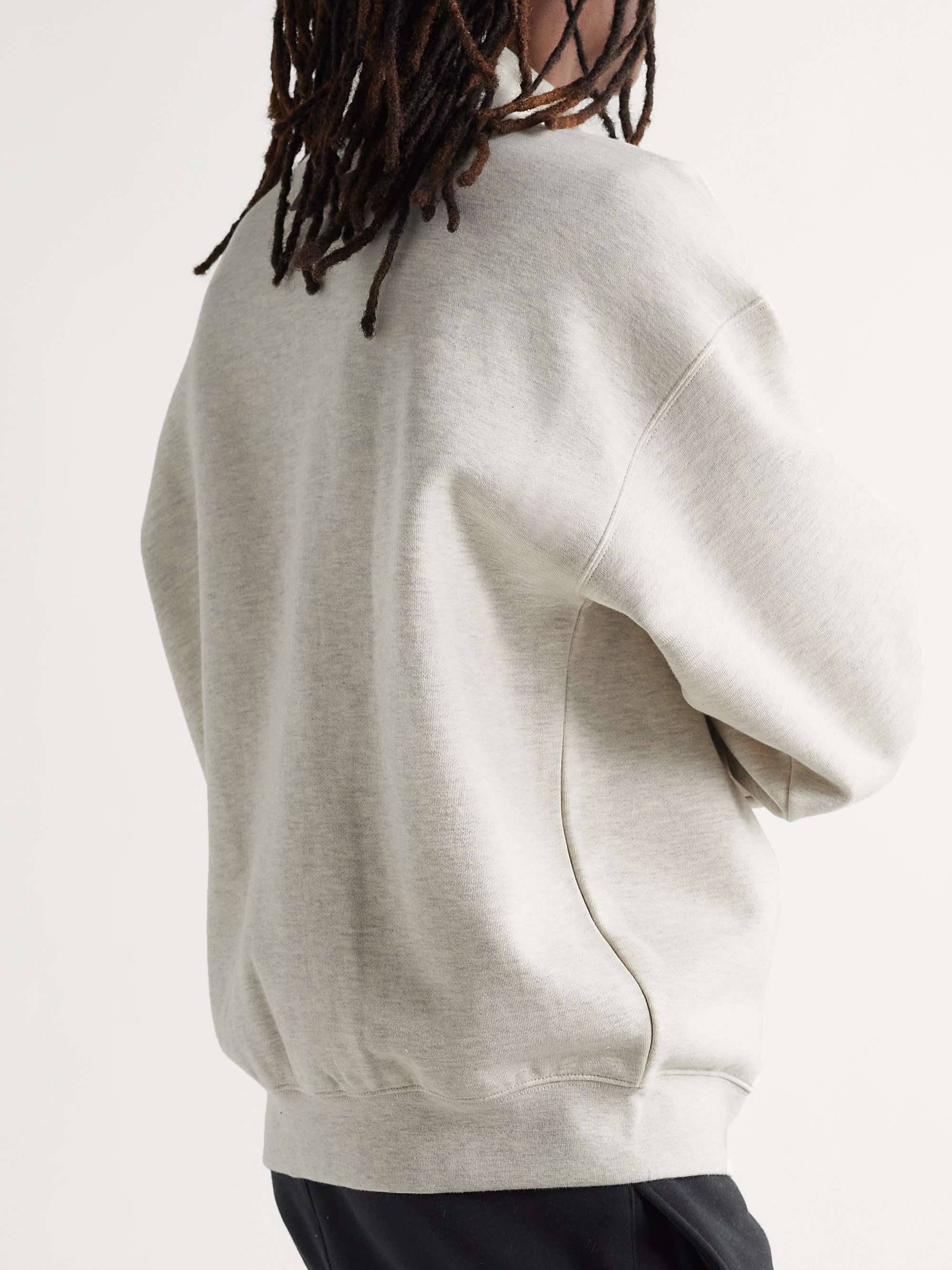 FEAR OF GOD ESSENTIALS Logo-Flocked Cotton-Blend Jersey Mock-Neck Sweatshirt
