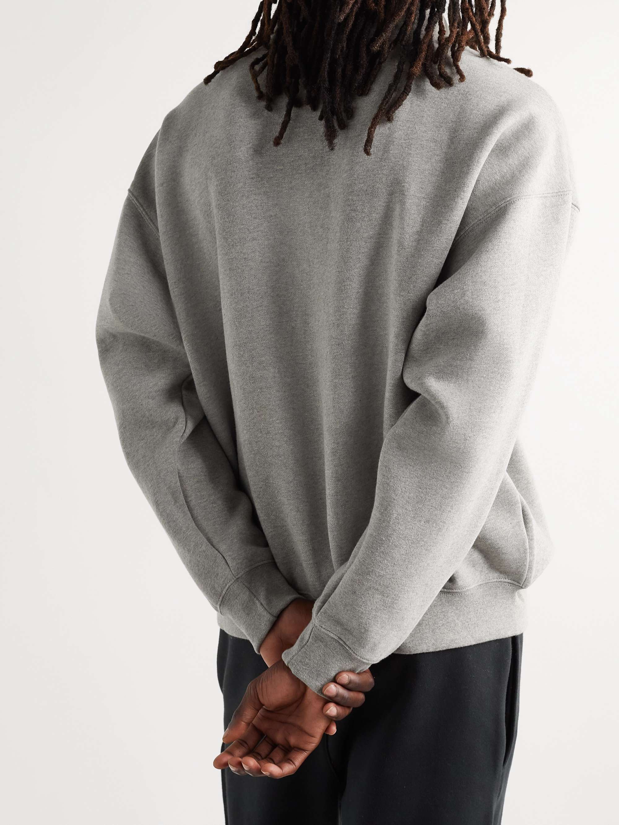 FEAR OF GOD ESSENTIALS Logo-Flocked Cotton-Blend Jersey Mock-Neck Sweatshirt