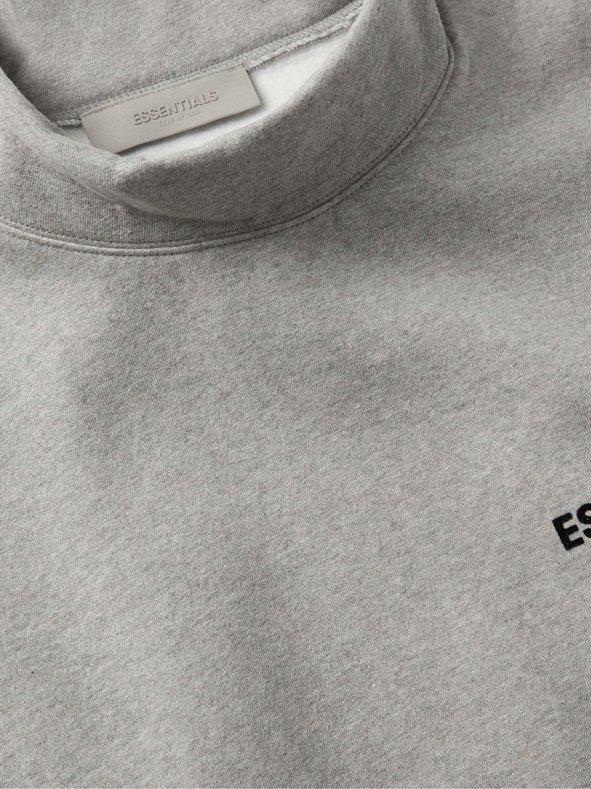 FEAR OF GOD ESSENTIALS Logo-Flocked Cotton-Blend Jersey Mock-Neck Sweatshirt