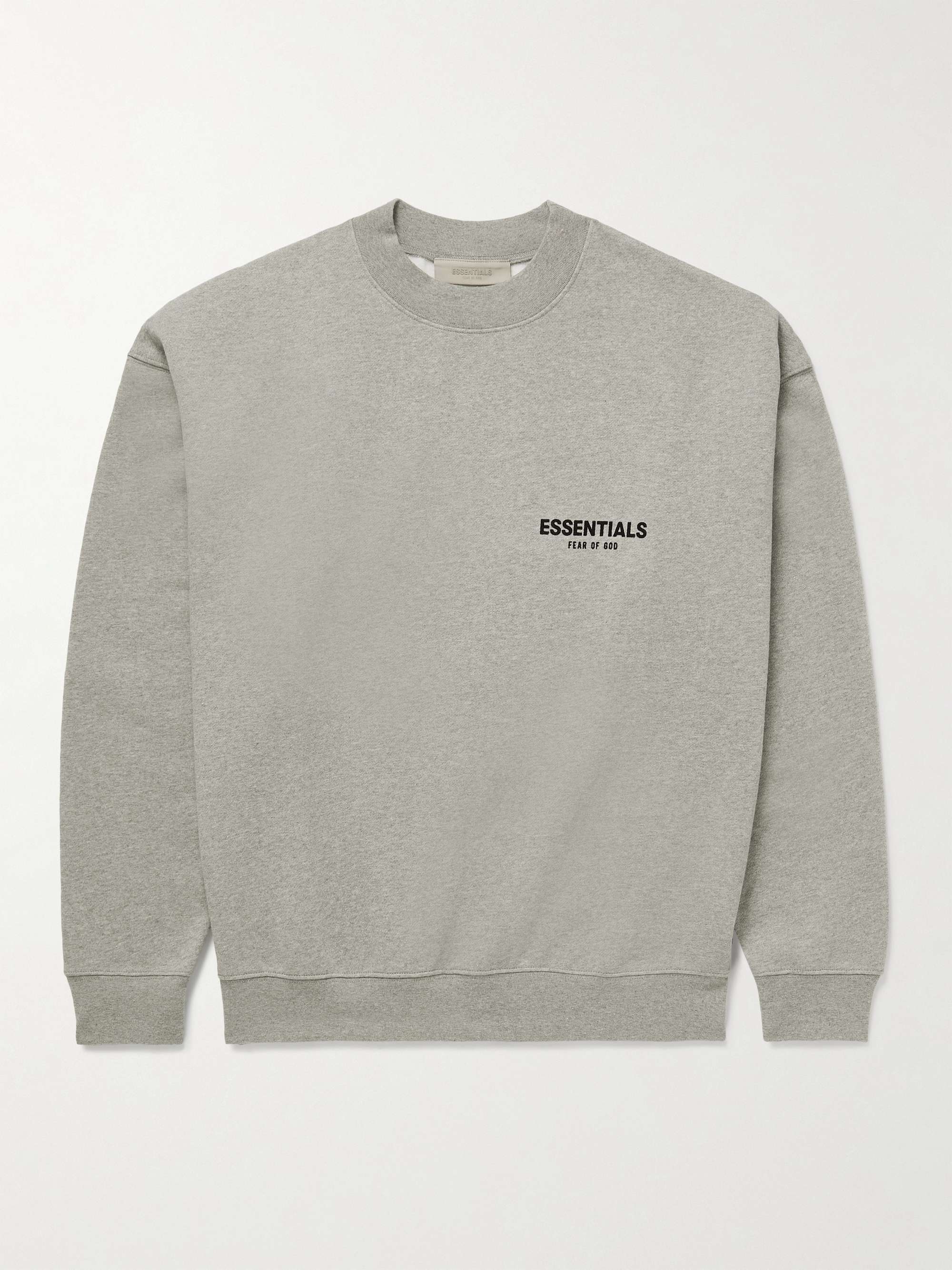 Oversized Logo Flocked Cotton Blend Jersey Sweatshirt
