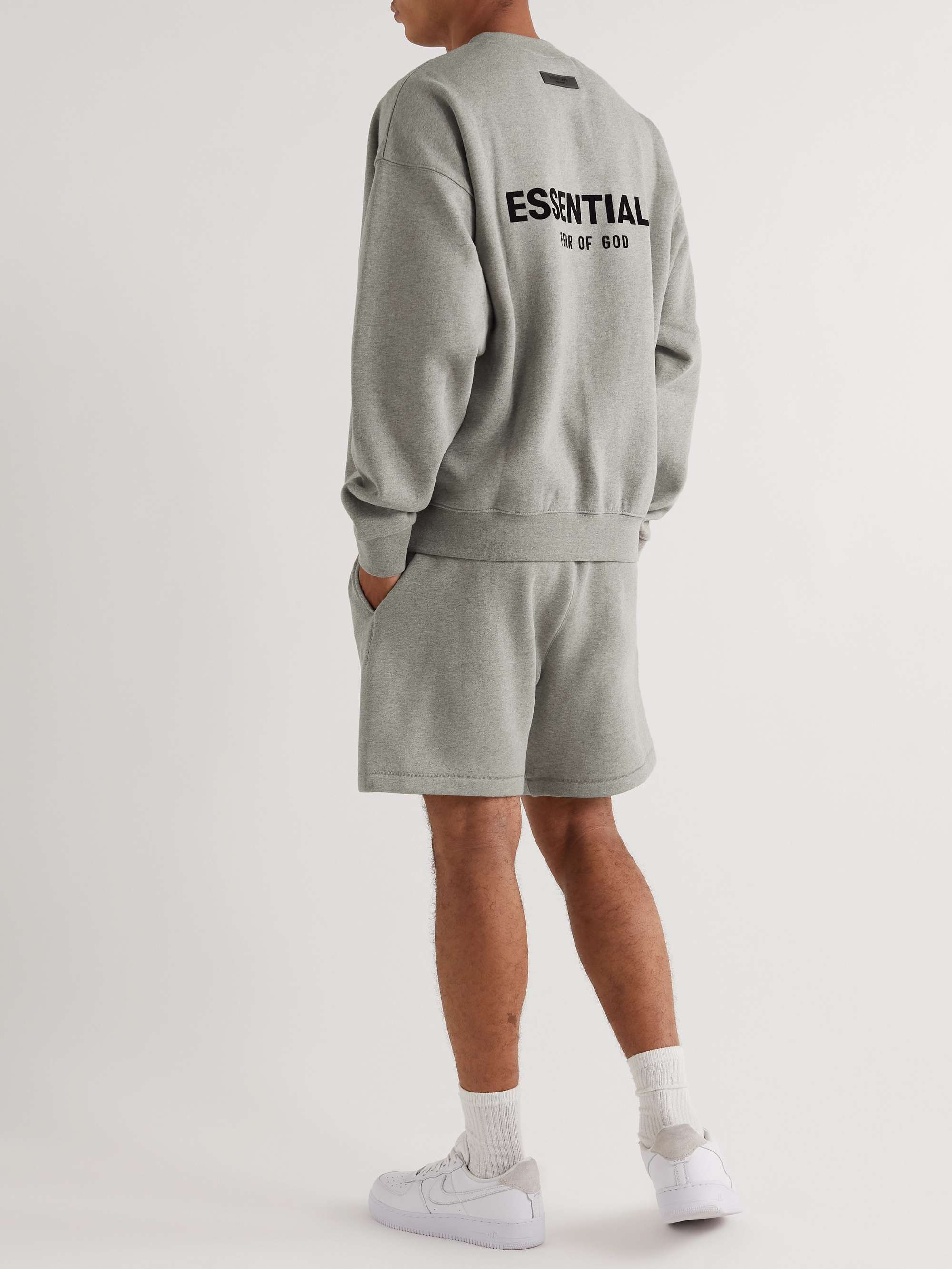 FEAR OF GOD ESSENTIALS Oversized Logo-Flocked Cotton-Blend Jersey Sweatshirt