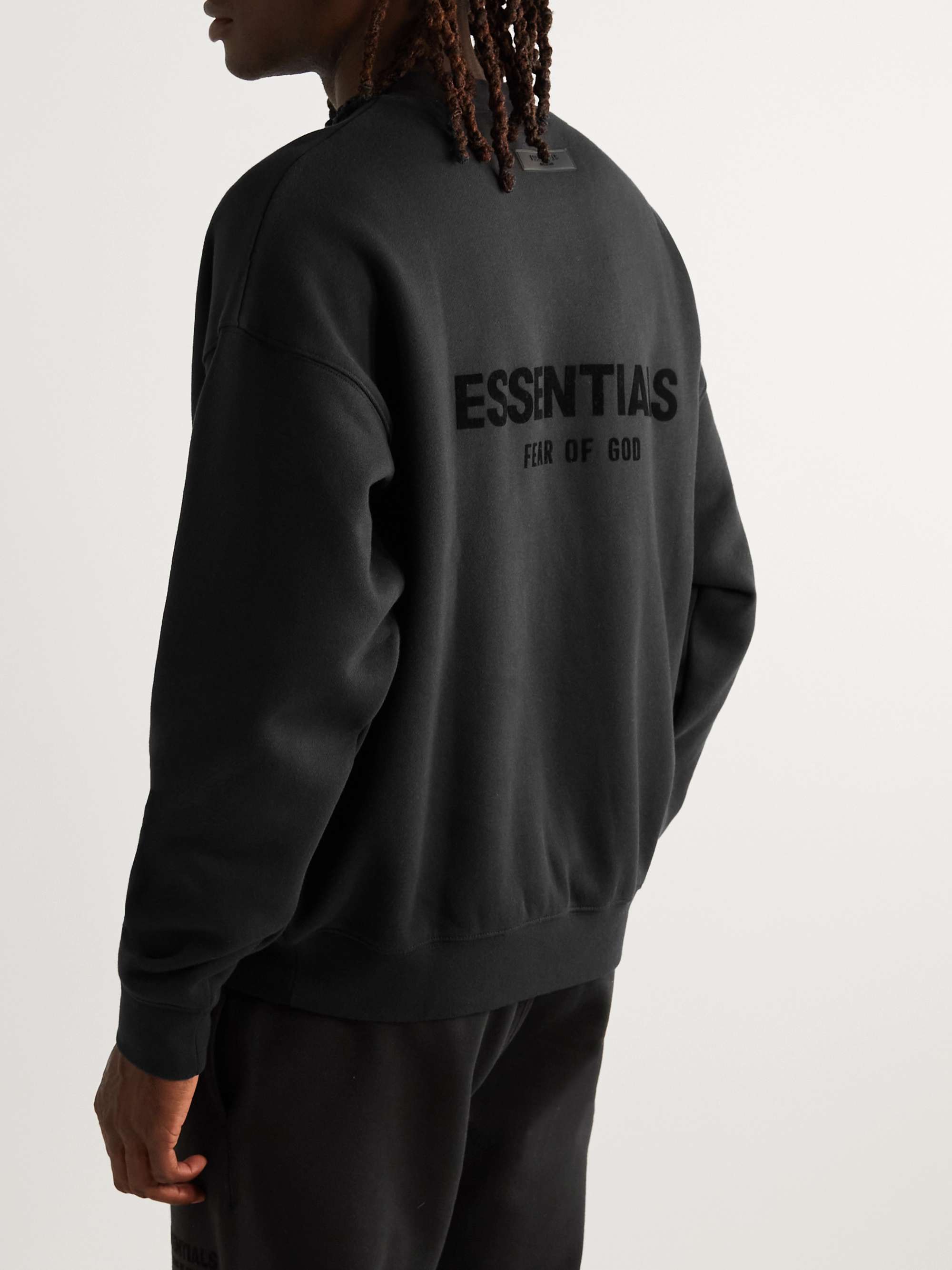 FEAR OF GOD ESSENTIALS Logo-Flocked Cotton-Blend Jersey Sweatshirt