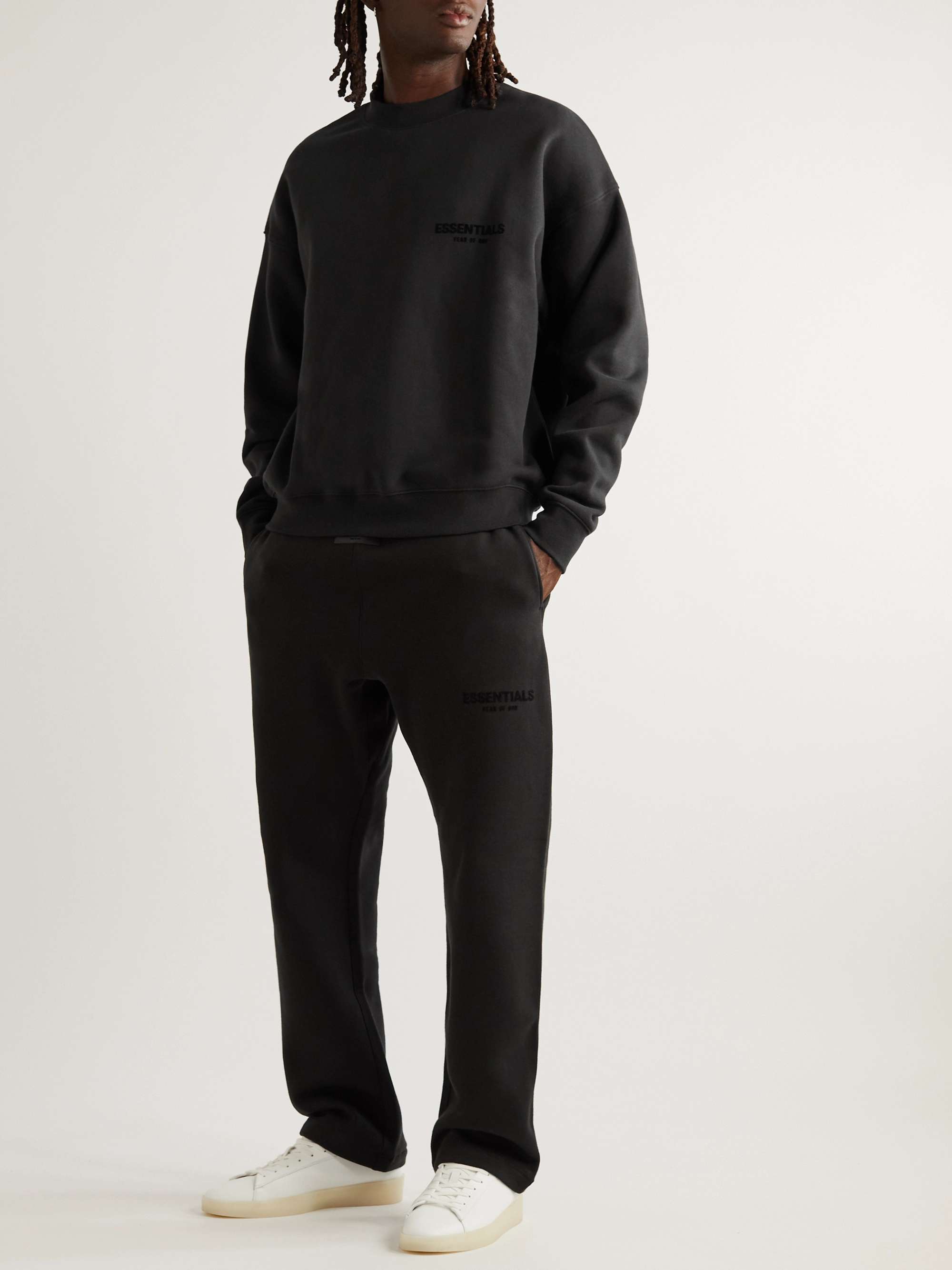 FEAR OF GOD ESSENTIALS Logo-Flocked Cotton-Blend Jersey Sweatshirt