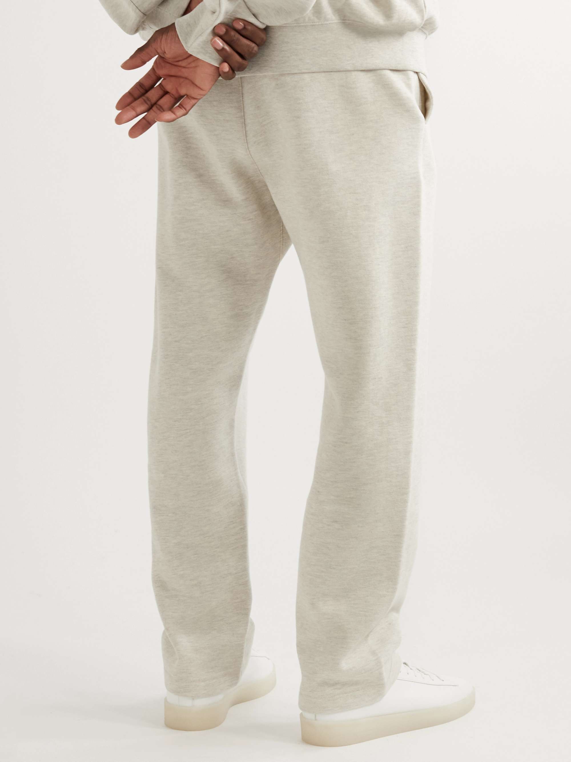 FEAR OF GOD ESSENTIALS Straight-Leg Logo-Flocked Cotton-Blend Jersey Sweatpants