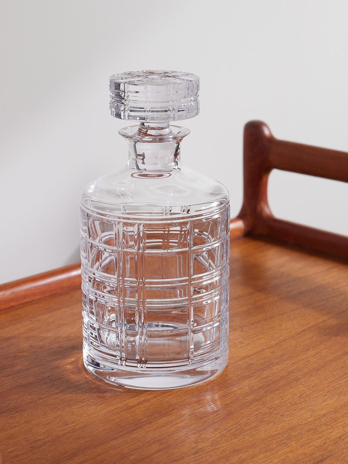 Ralph Lauren Hudson Plaid Crystal Decanter In Transparent